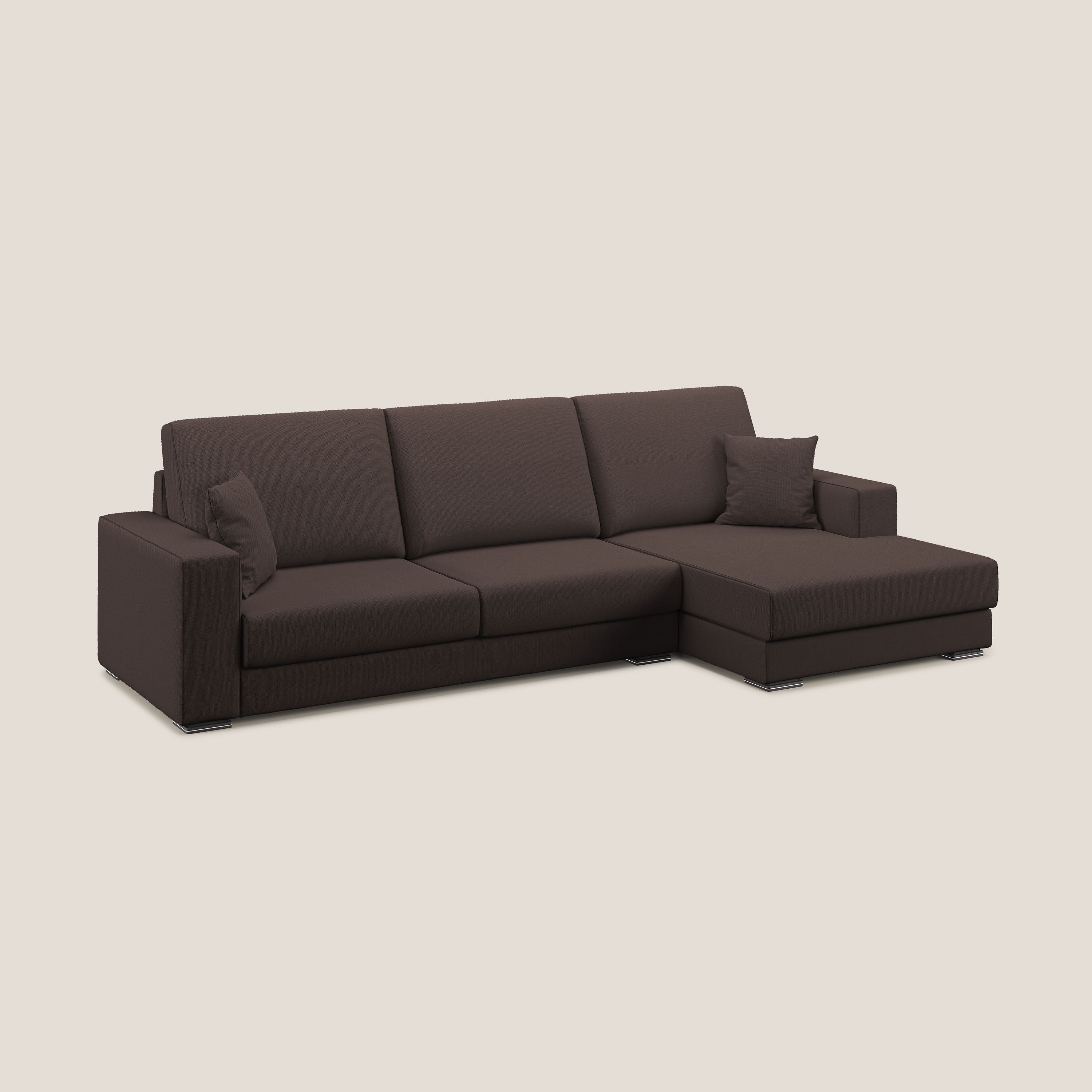 Marte divano angolare in tessuto smacchiabile impermeabile T08 marrone - divani.store