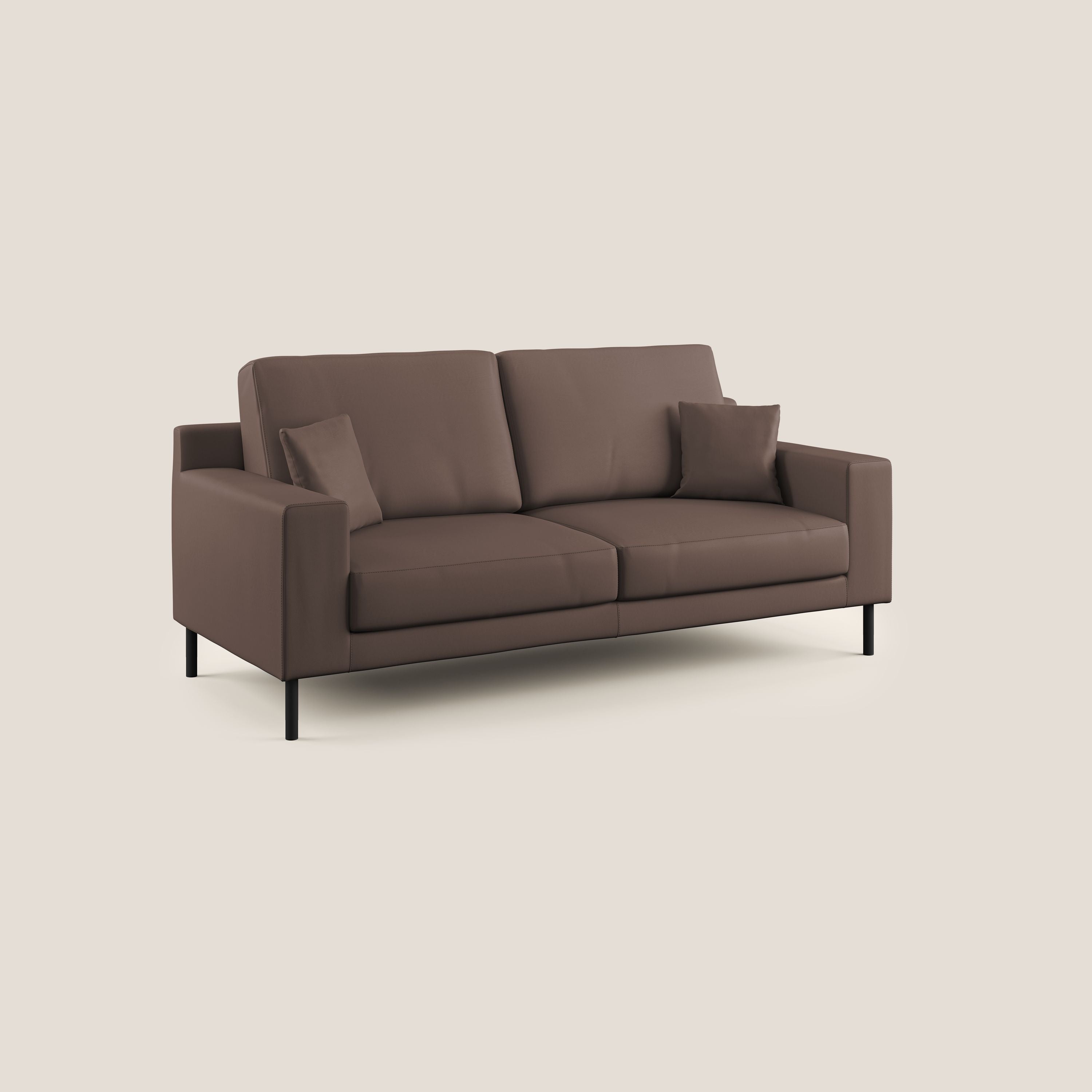 Uranio divano moderno lineare in Ecopelle impermeabile T04 marrone - divani.store