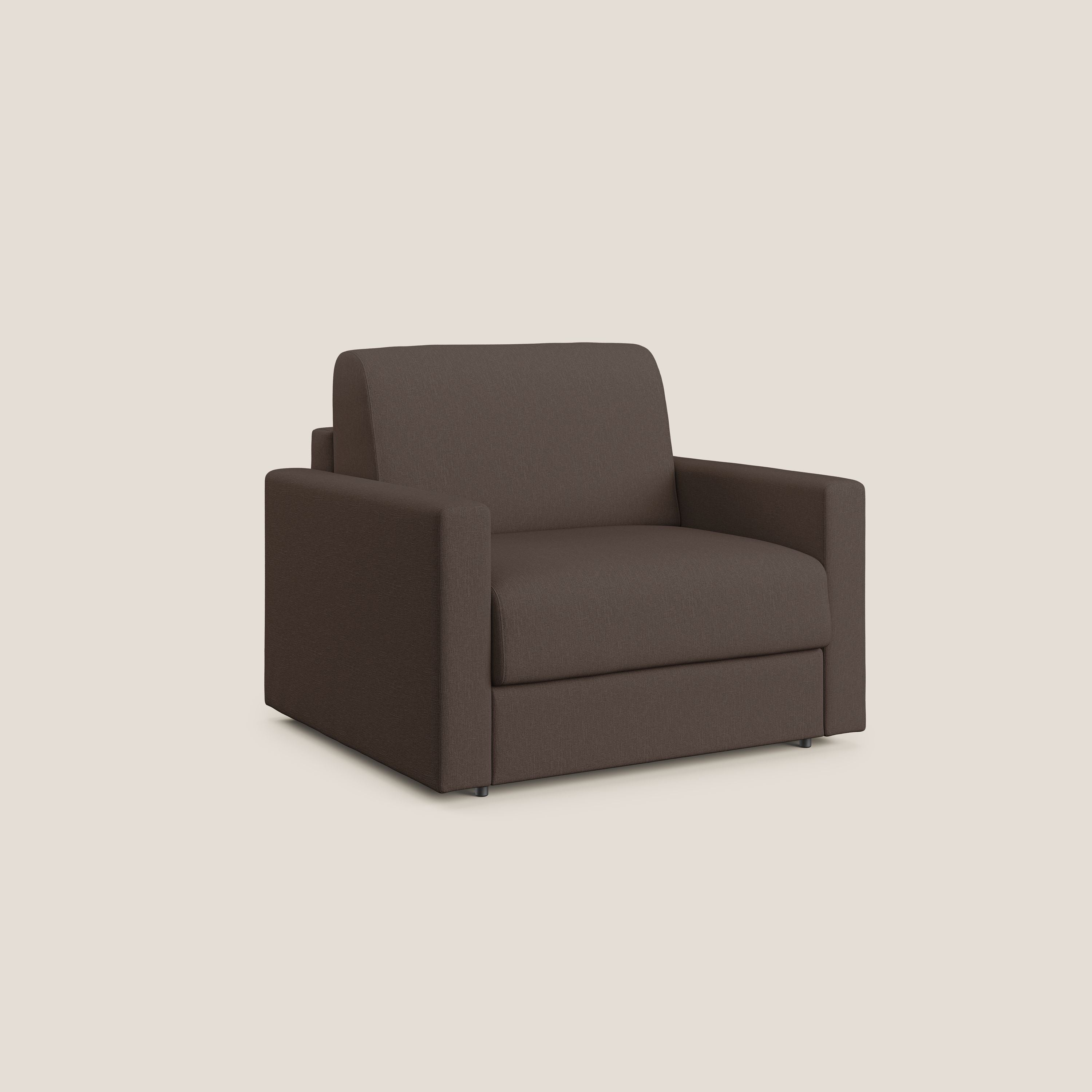 Chris poltrona letto in tessuto impermeabile T13 marrone - divani.store