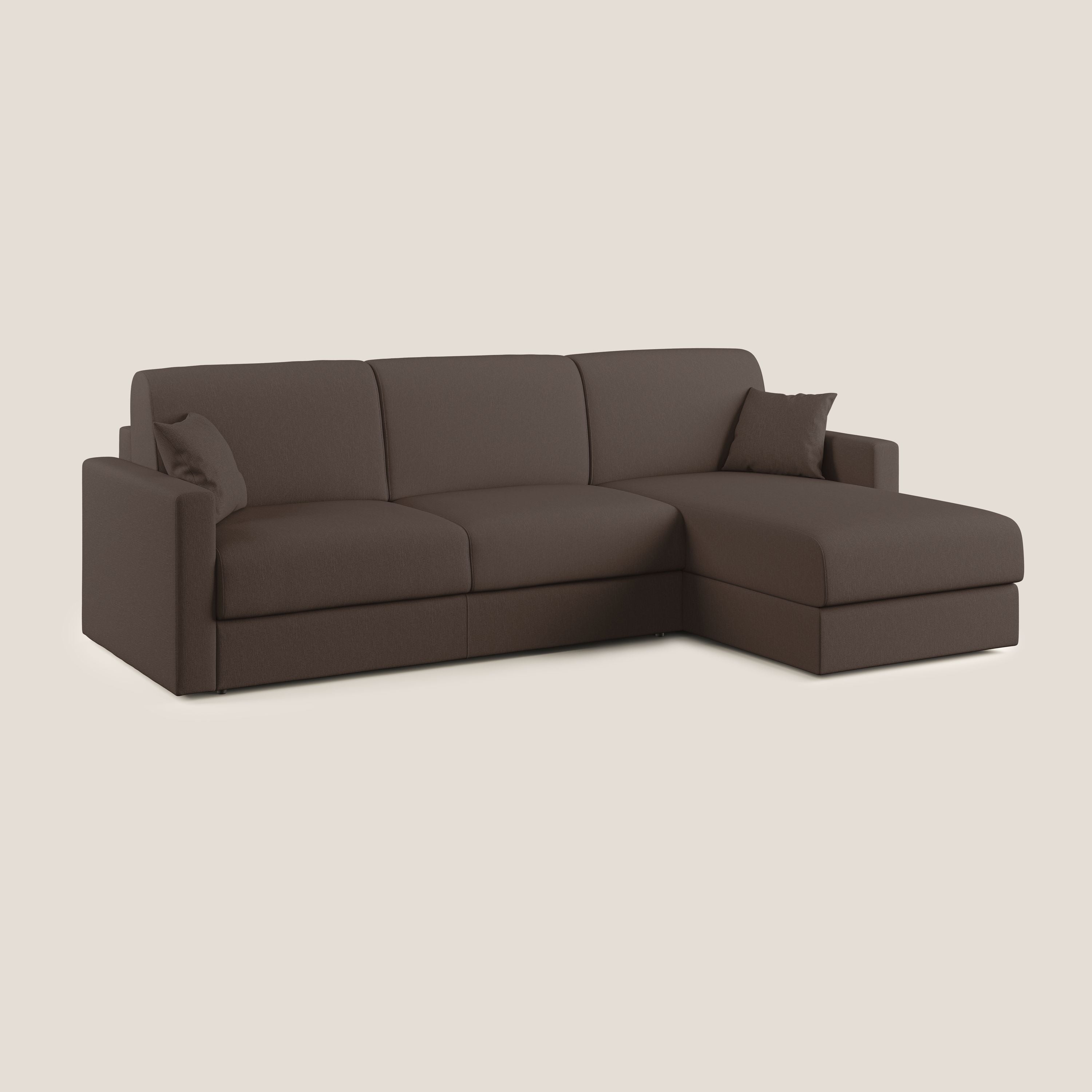 Chris Divano letto angolare 5 posti in tessuto impermeabile T13 marrone - divani.store
