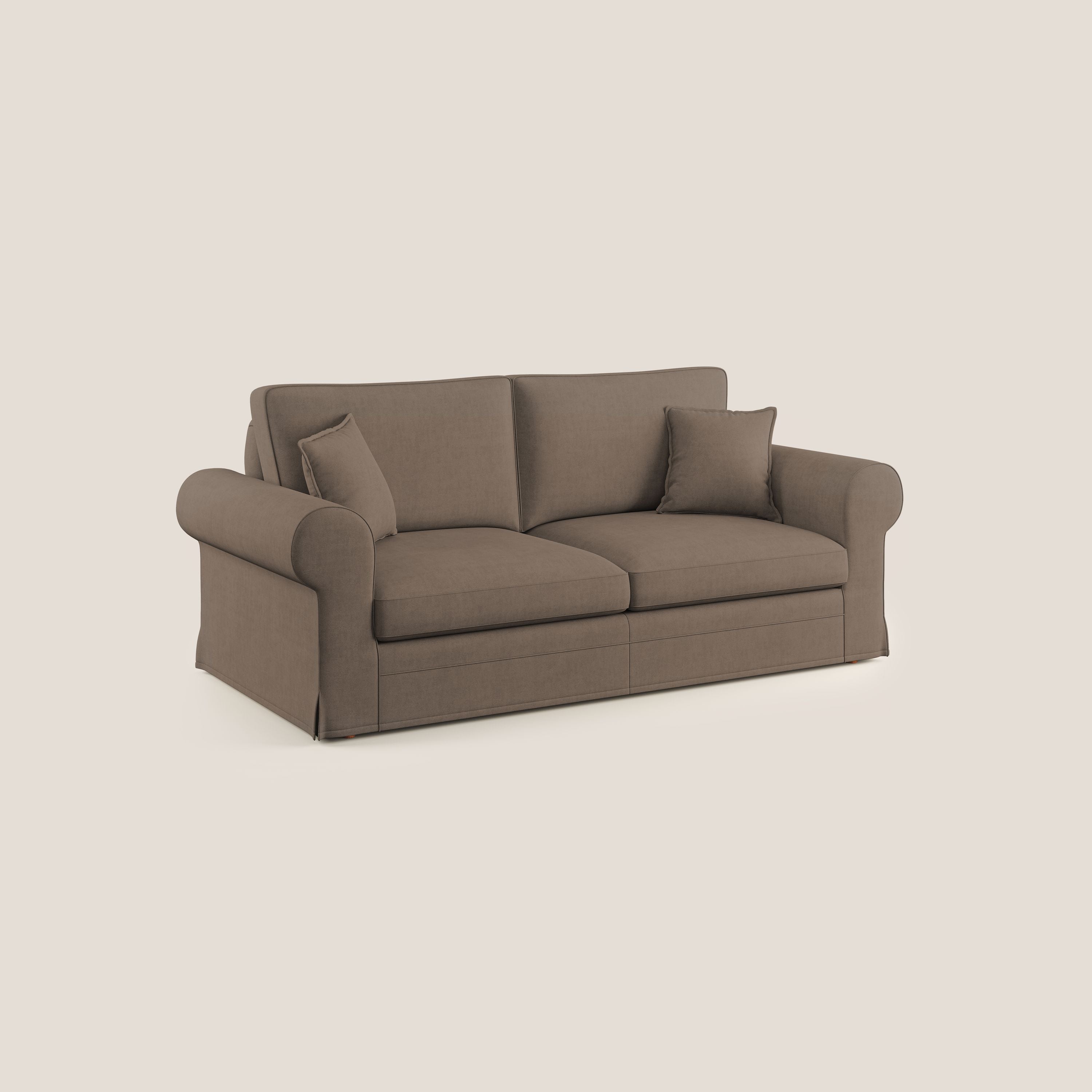 Lady divano classico in piuma d'oca realizzato con tessuto impermeabile T02 marrone - divani.store