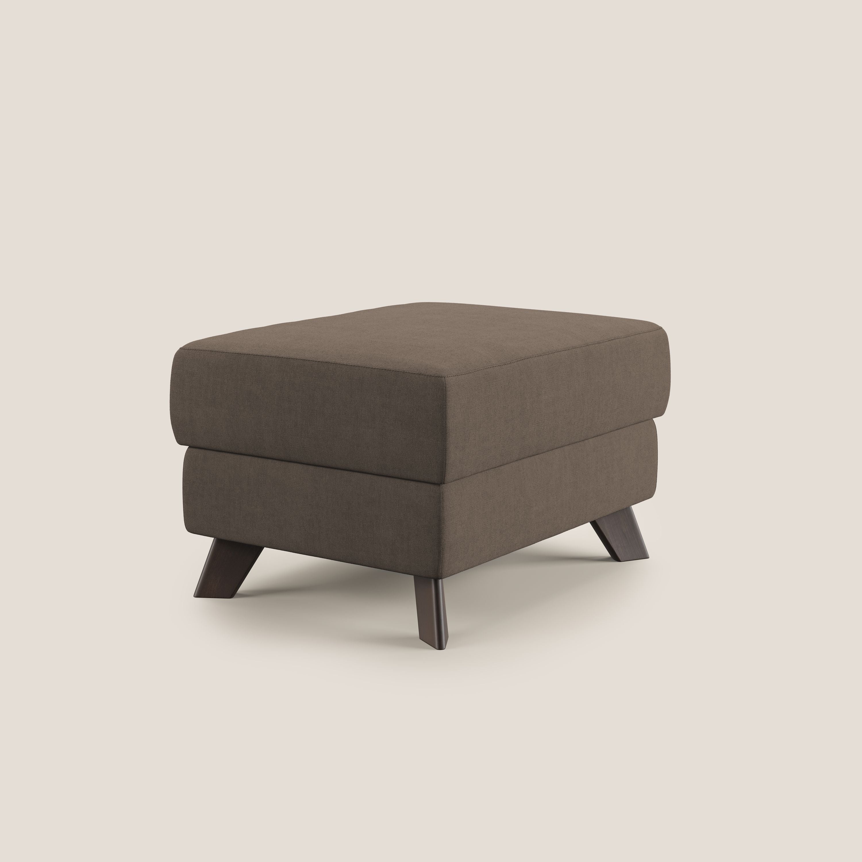 Moon Pouf contenitore e piedini alti in tessuto morbido impermeabile T02 marrone - divani.store