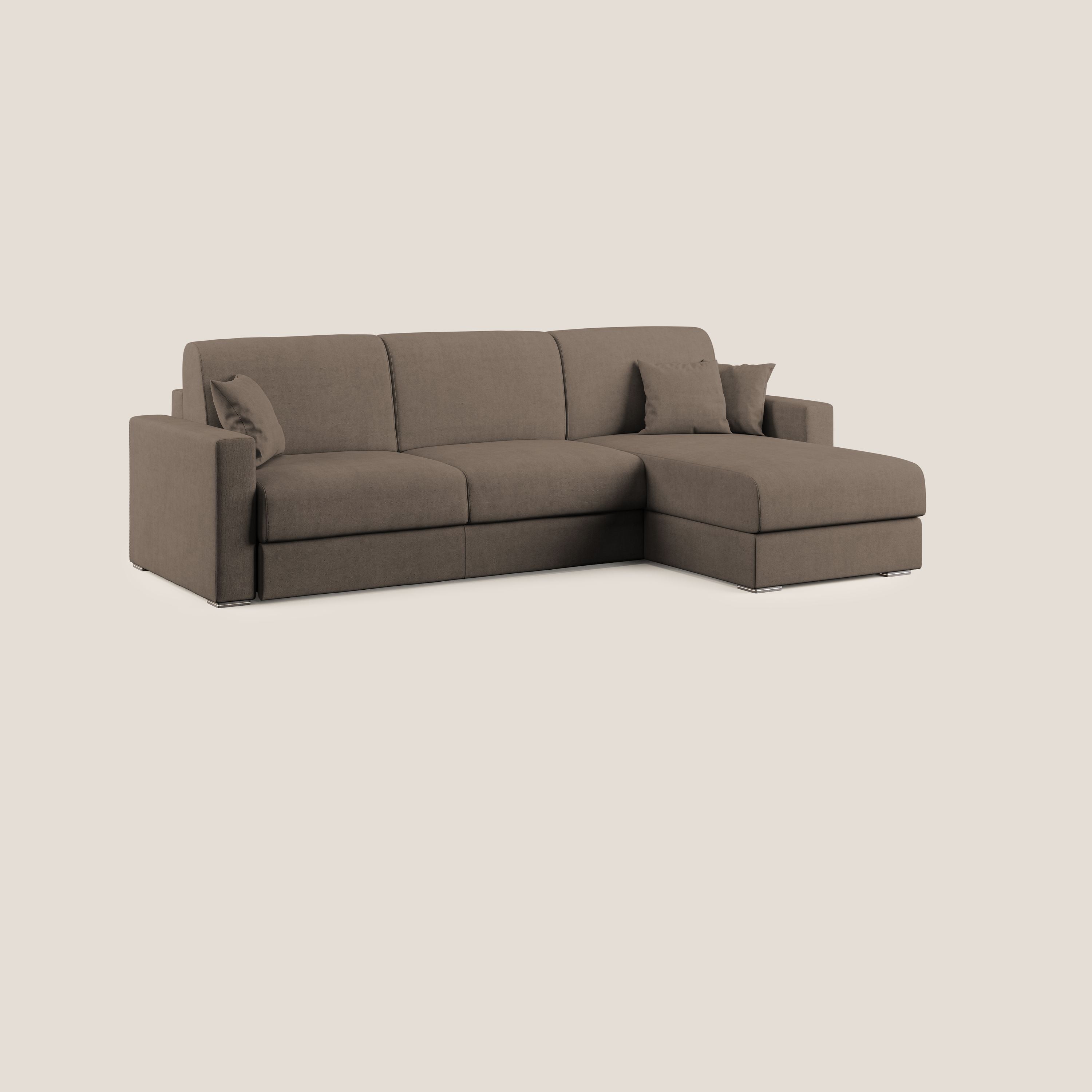 Best Divano letto angolare in tessuto impermeabile T02 marrone - divani.store