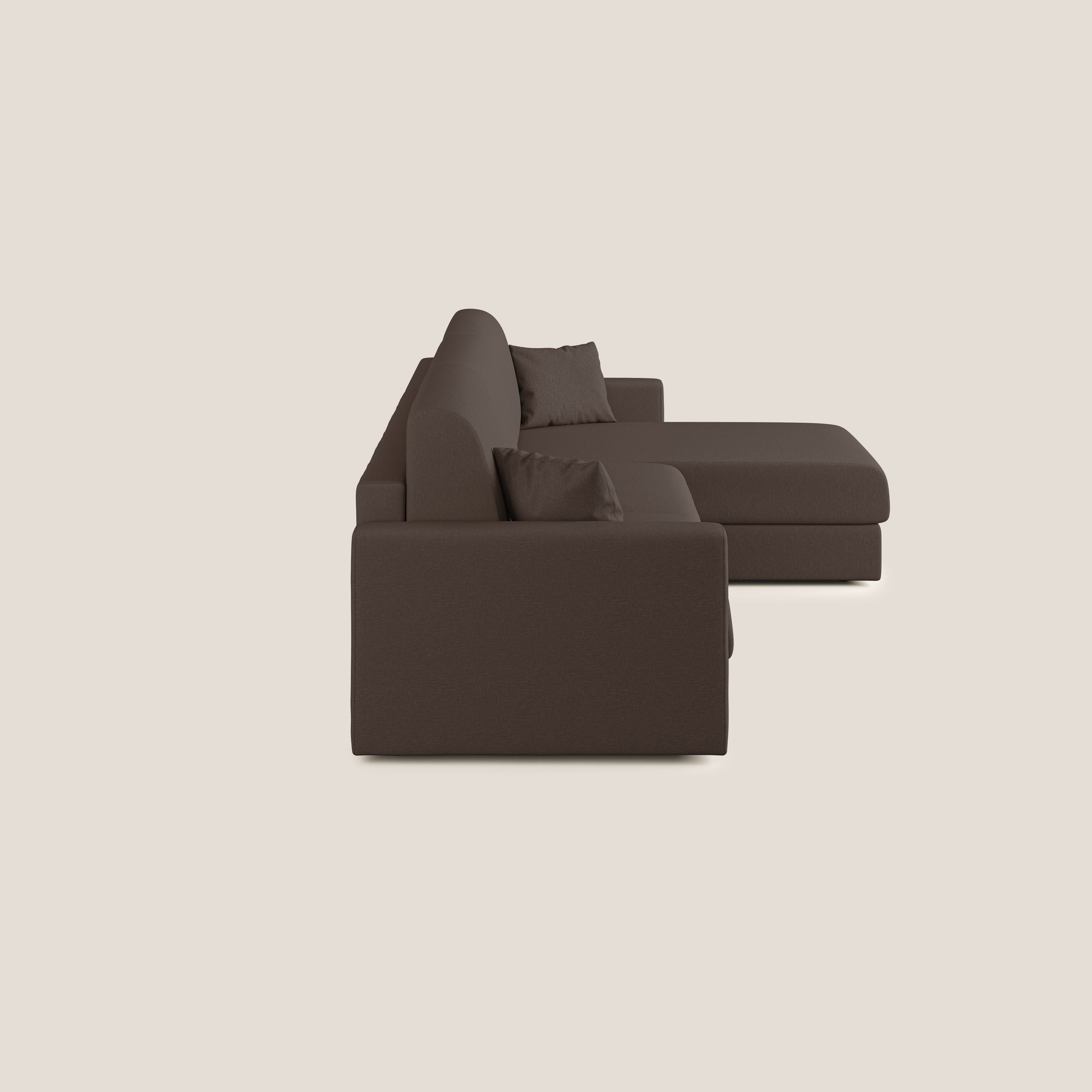 Chris Divano letto angolare 5 posti in tessuto impermeabile T13 marrone - divani.store