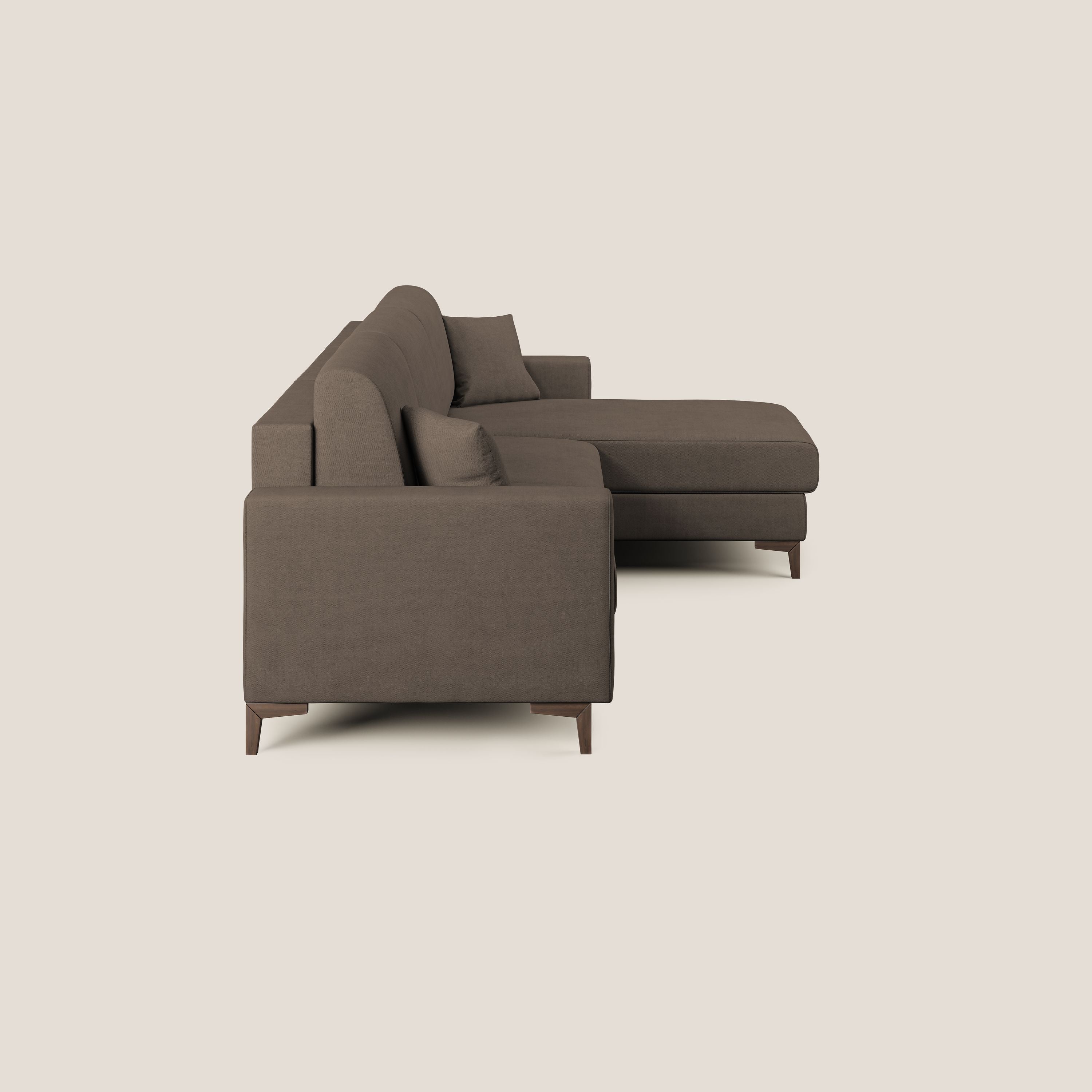 Kafka divano letto angolare in morbido tessuto impermeabile T02 marrone - divani.store