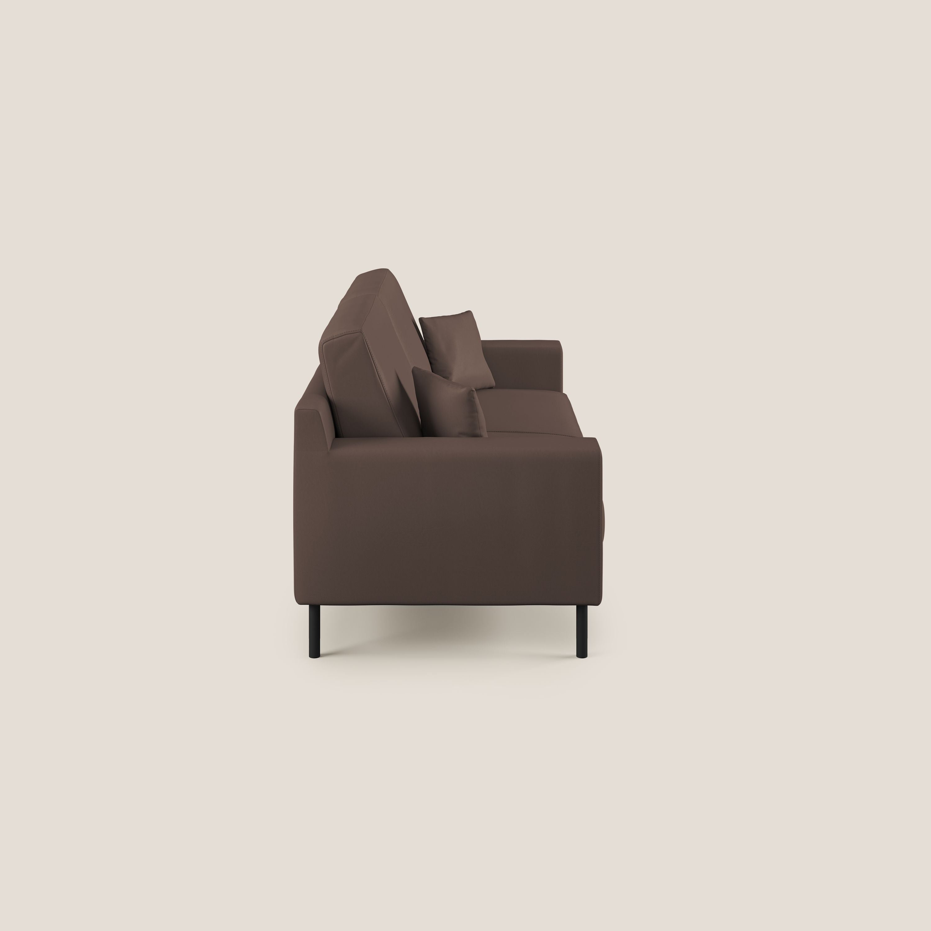 Uranio divano moderno lineare in Ecopelle impermeabile T04 marrone - divani.store