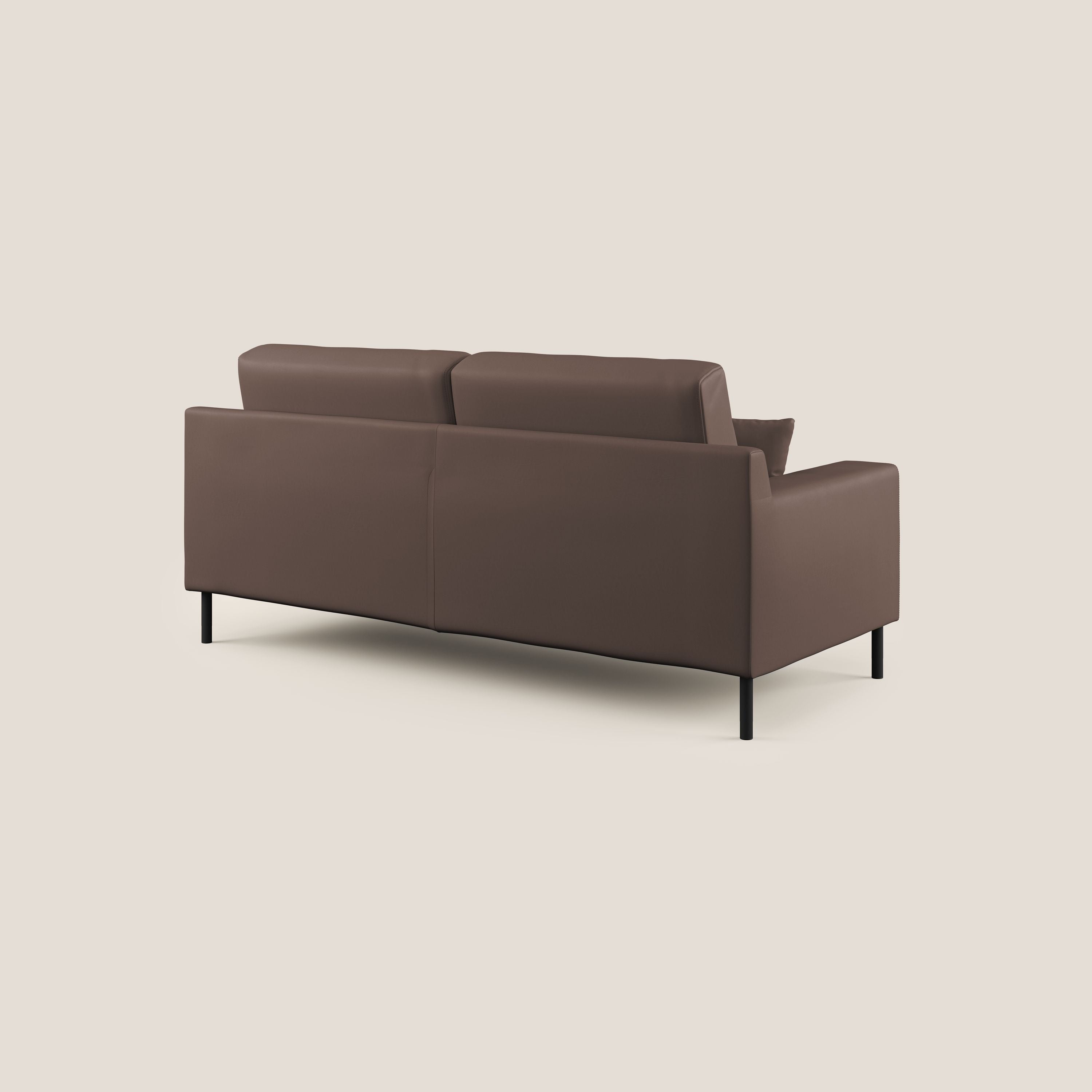 Uranio divano moderno lineare in Ecopelle impermeabile T04 marrone - divani.store