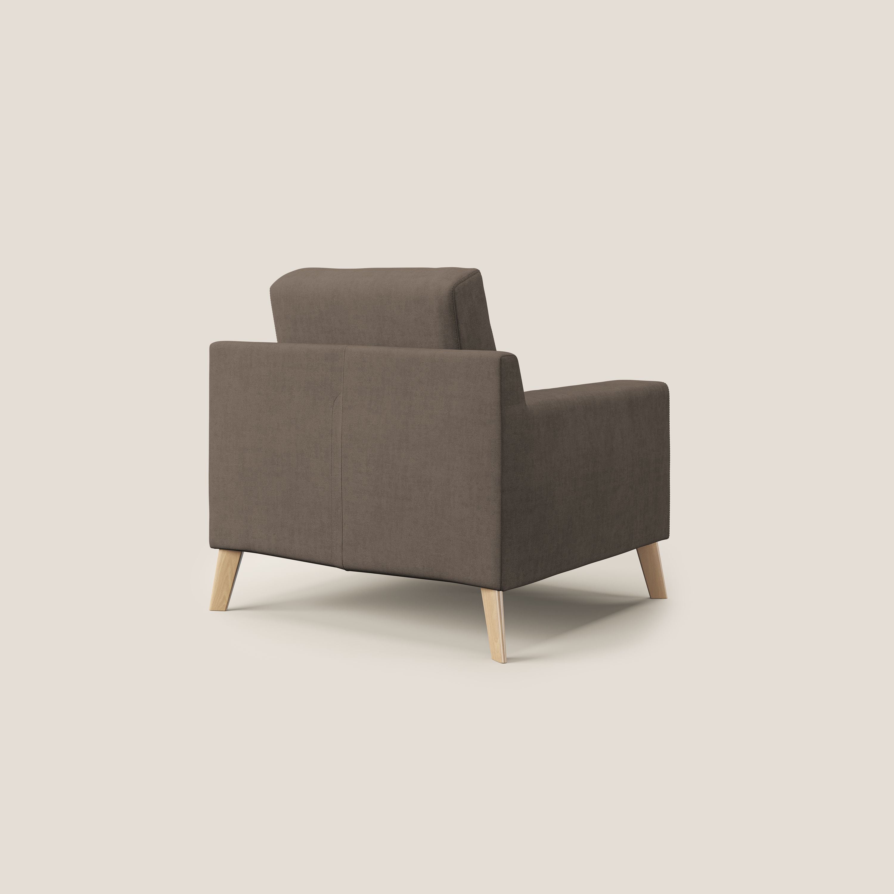 Danish poltroncina in tessuto morbido impermeabile T02 marrone - divani.store
