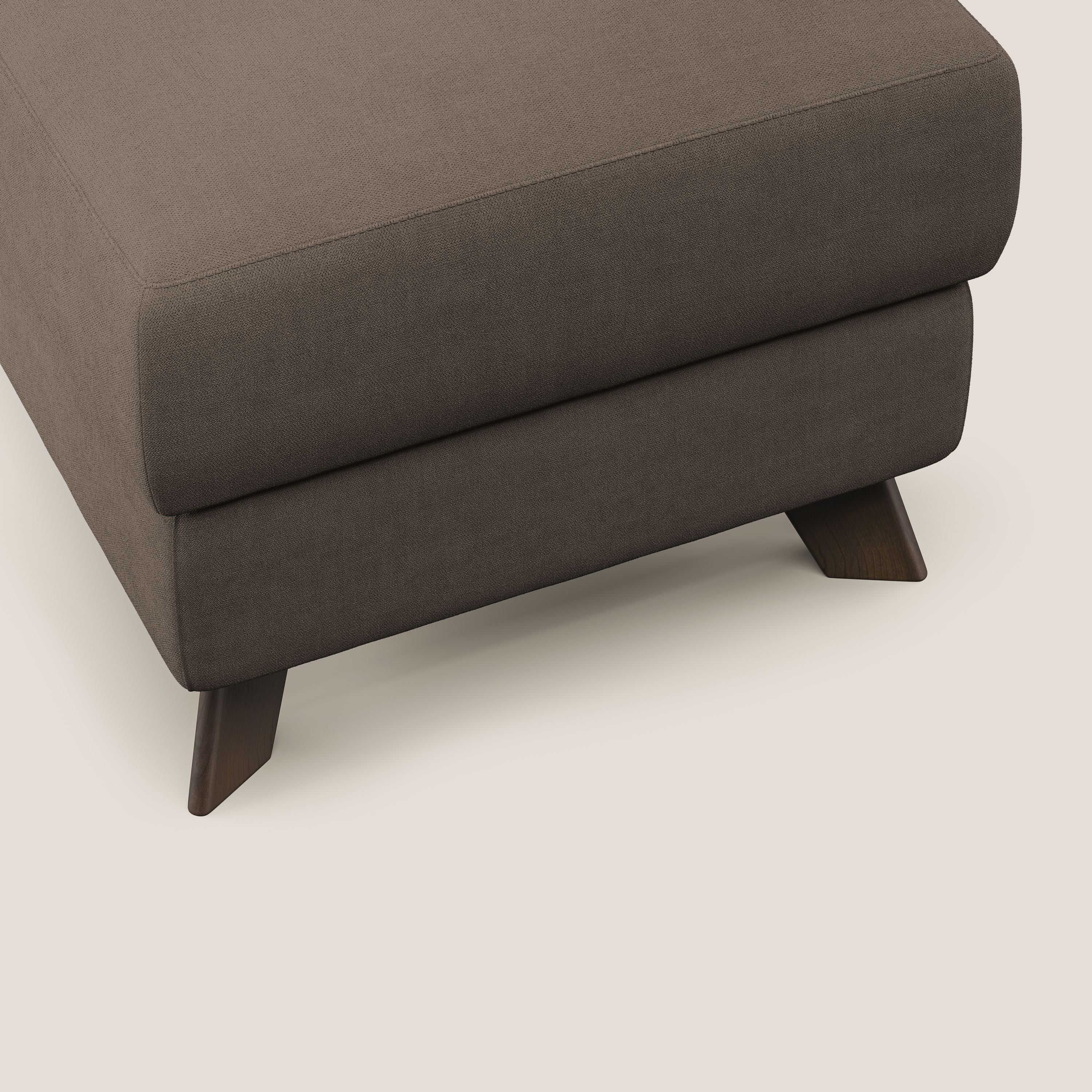Moon Pouf contenitore e piedini alti in tessuto morbido impermeabile T02 marrone - divani.store
