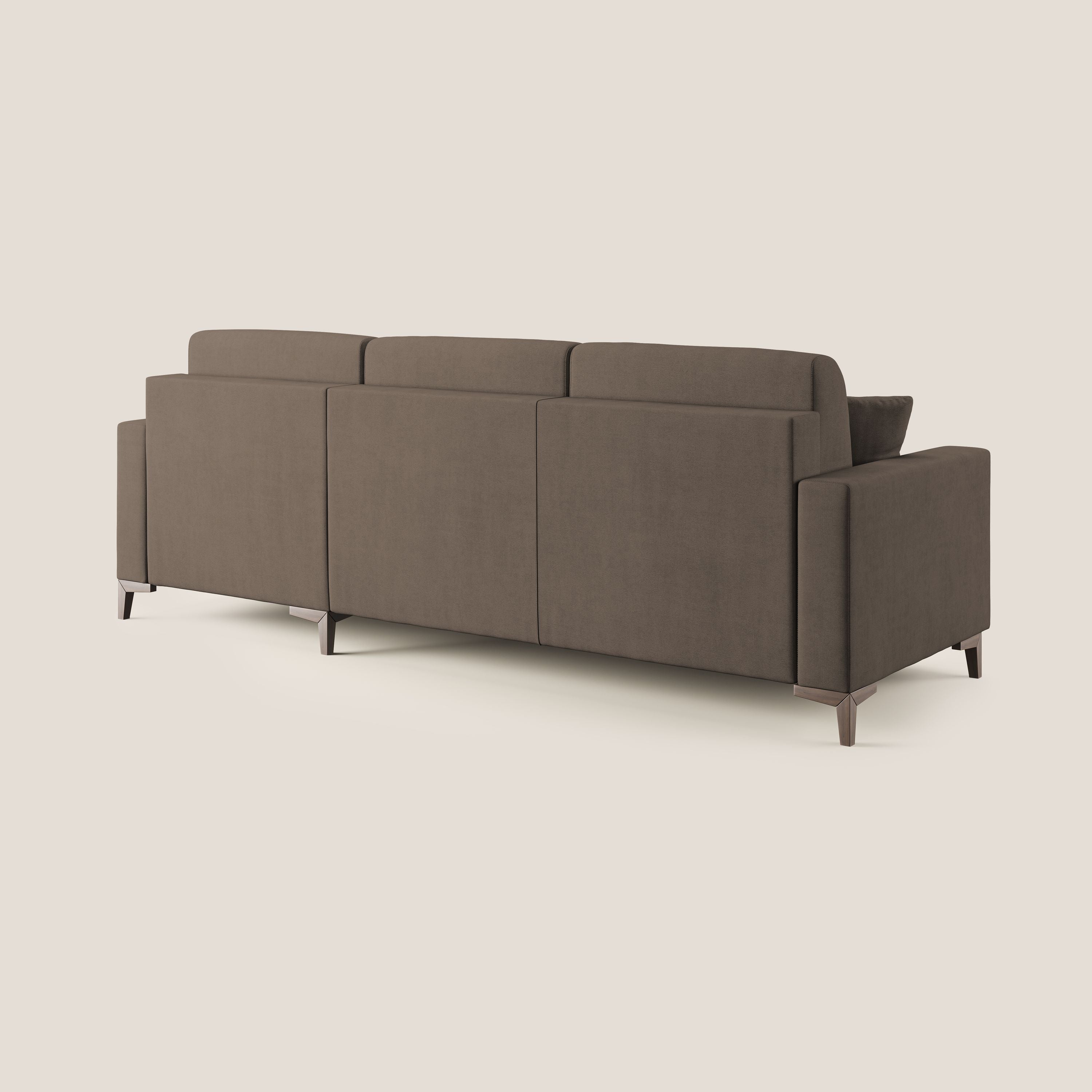 Kafka divano letto angolare in morbido tessuto impermeabile T02 marrone - divani.store
