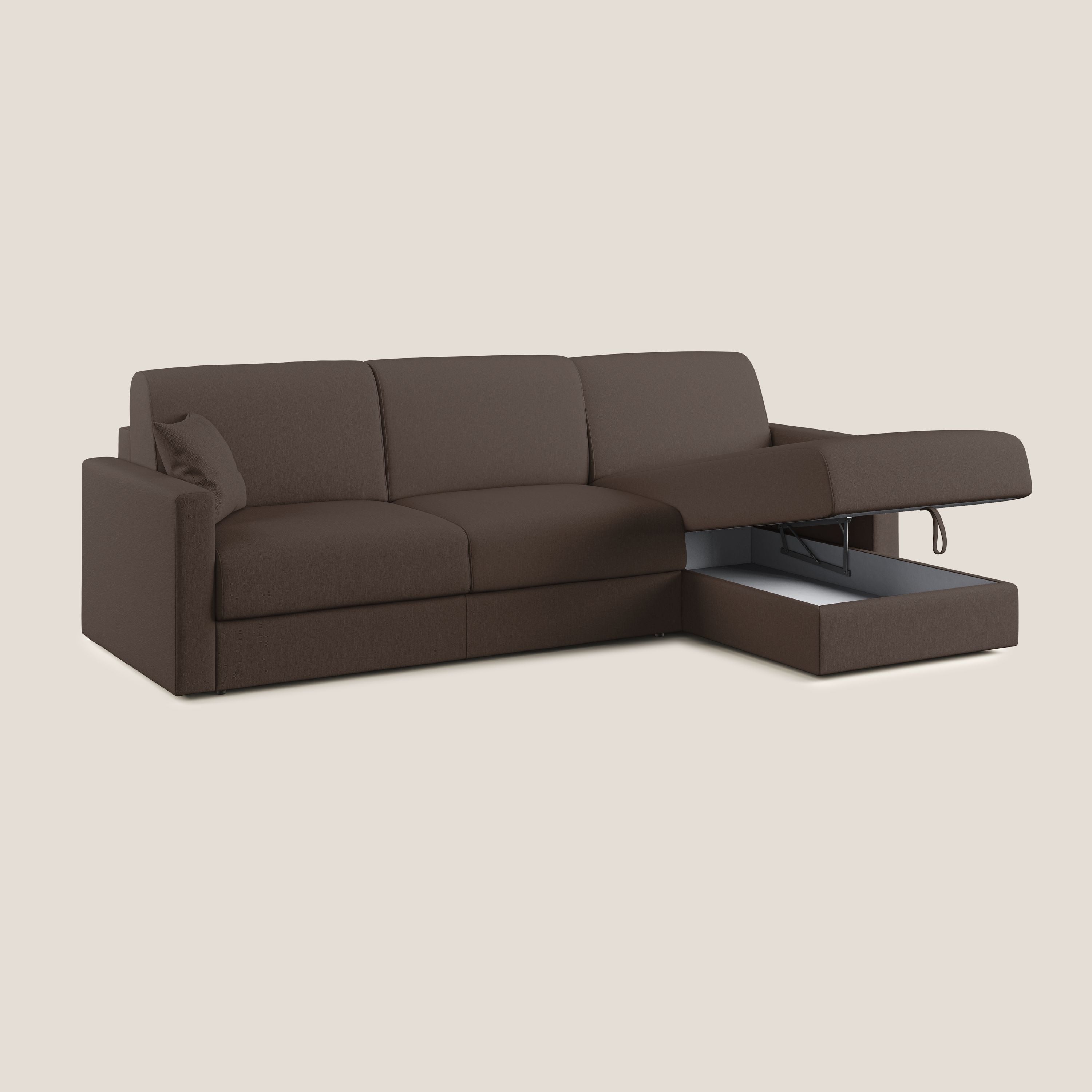 Chris Divano letto angolare 5 posti in tessuto impermeabile T13 marrone - divani.store