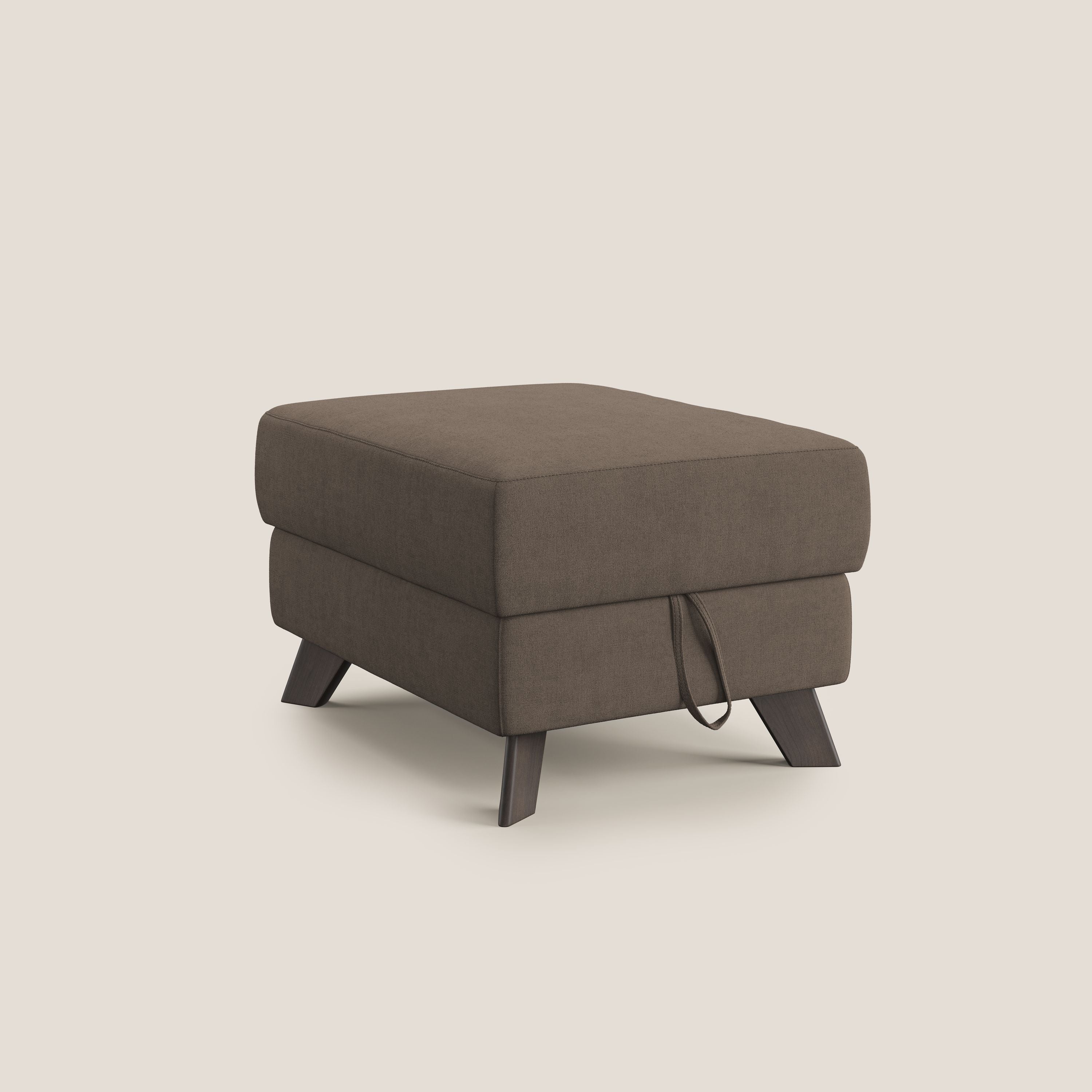 Moon Pouf contenitore e piedini alti in tessuto morbido impermeabile T02 marrone - divani.store