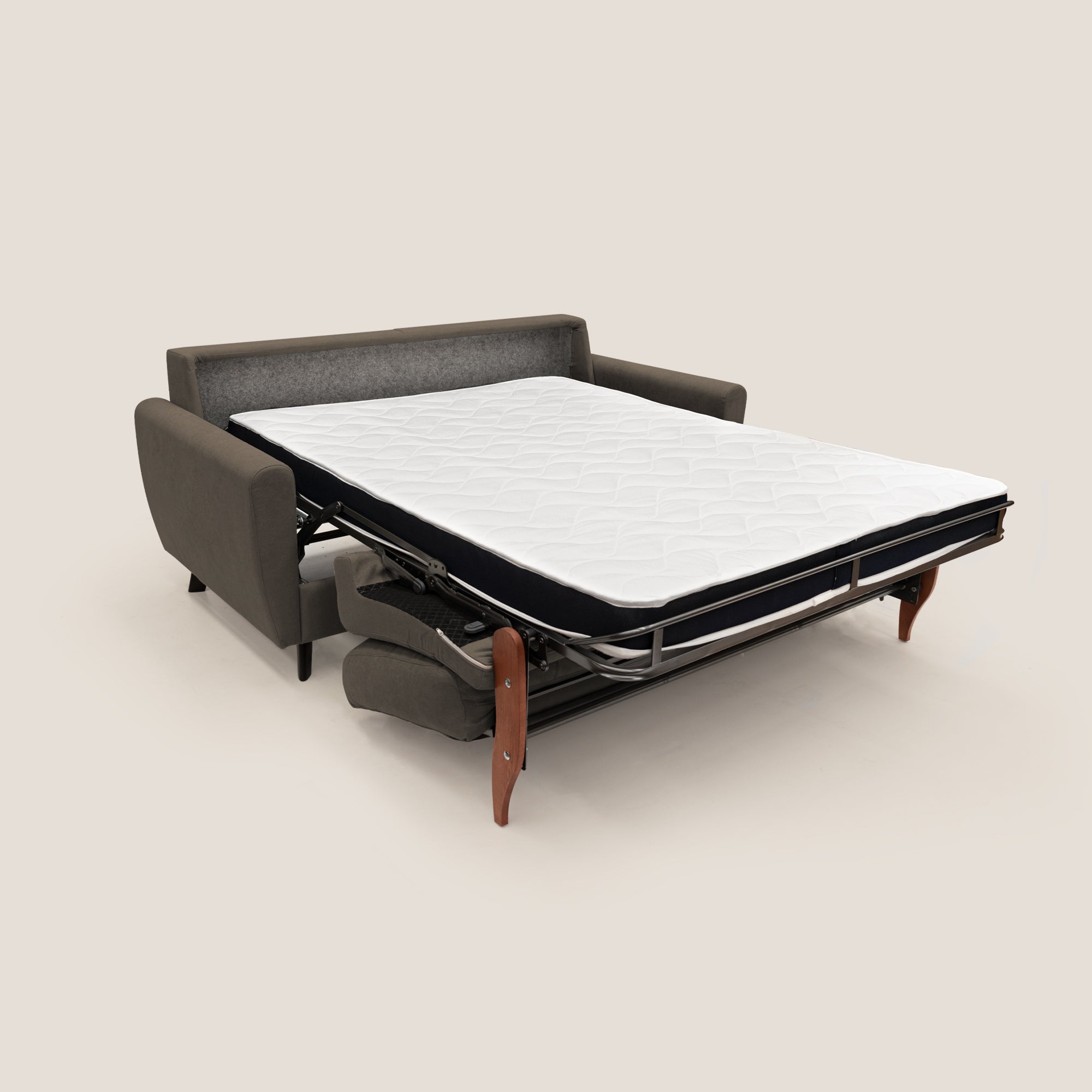 Callisto Divano letto matrimoniale in tessuto morbido impermeabile T02 marrone - divani.store
