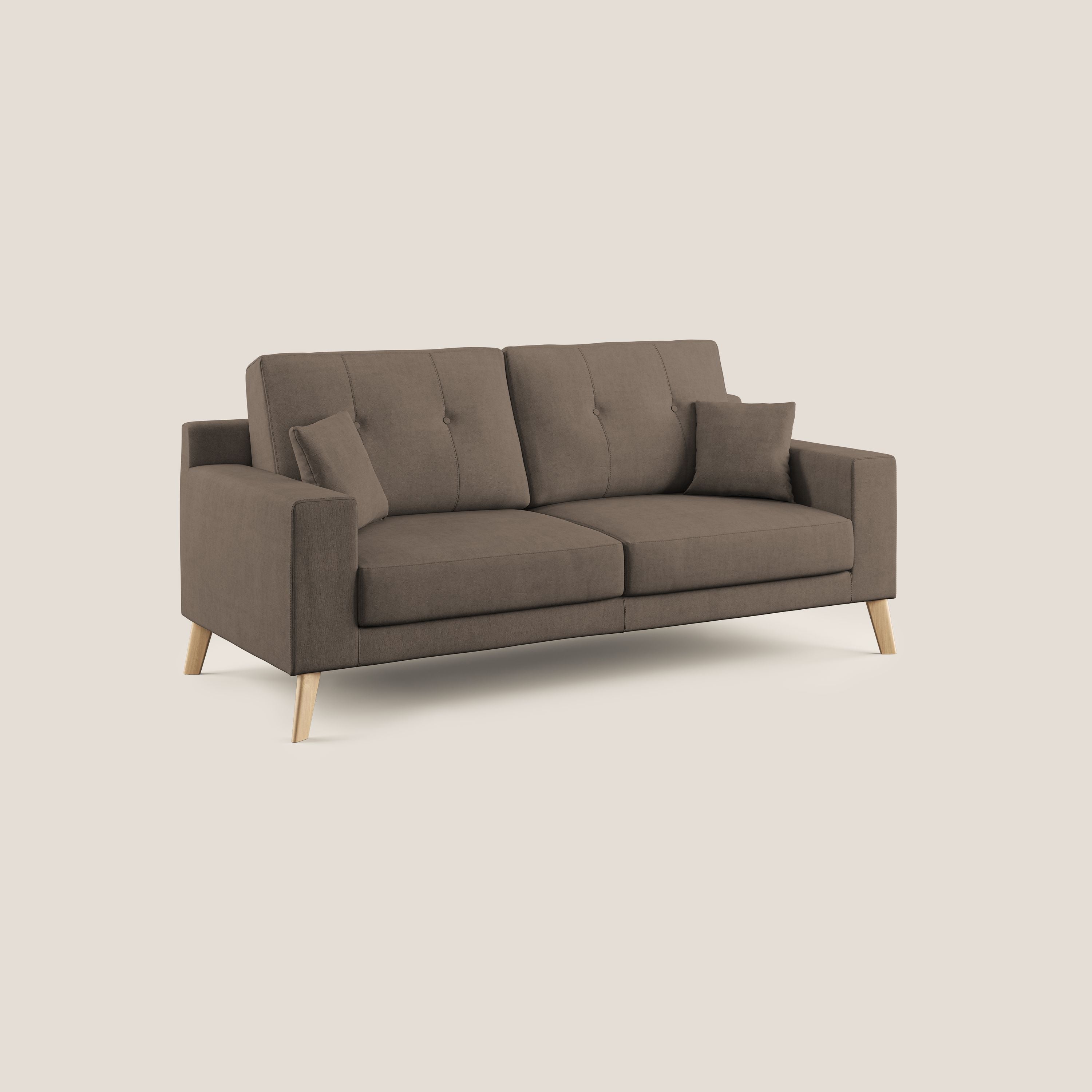 Danish divano moderno in tessuto morbido impermeabile T02 marrone - divani.store