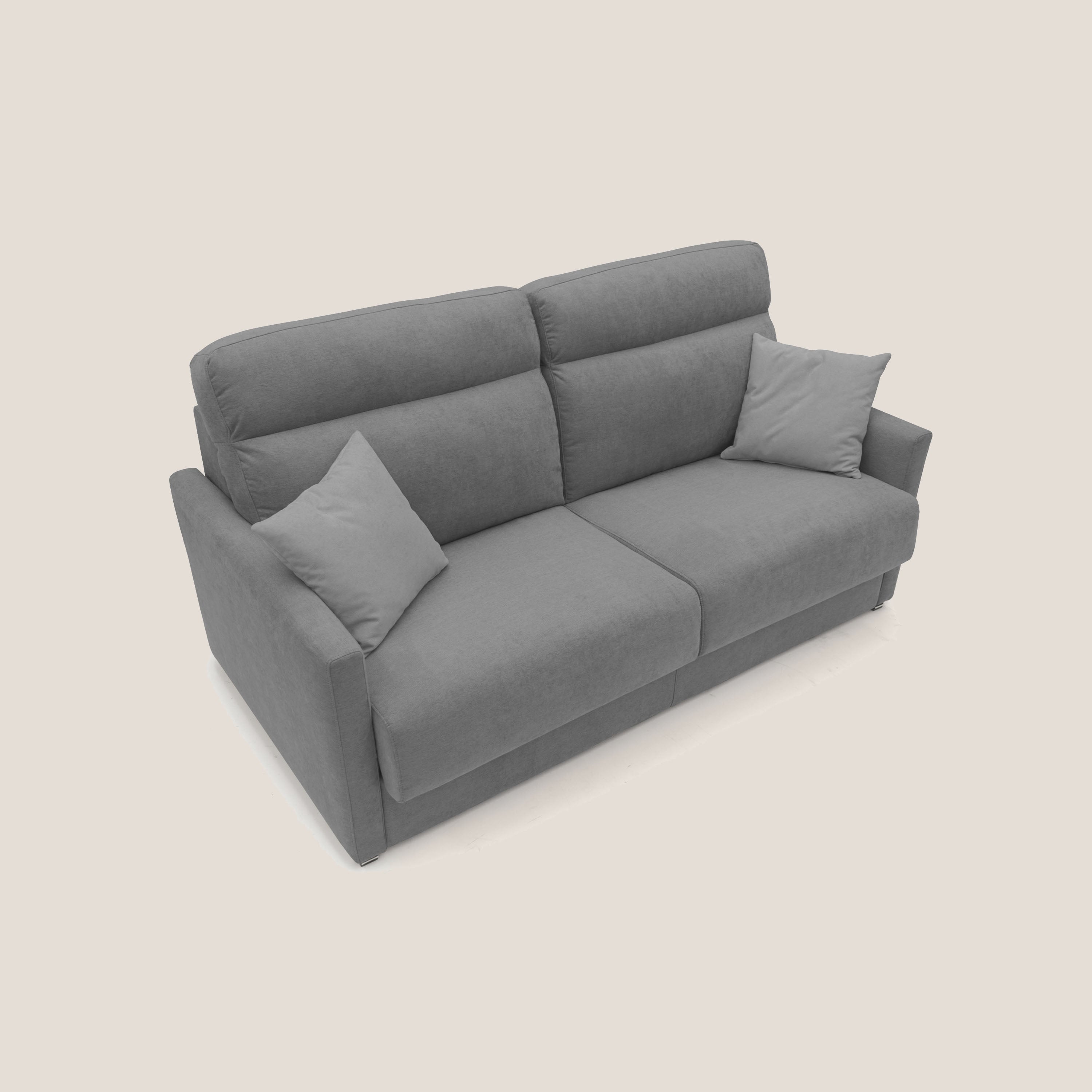 Margot Divano letto matrimoniale con schienale morbido alto in tessuto T02 grigio - divani.store