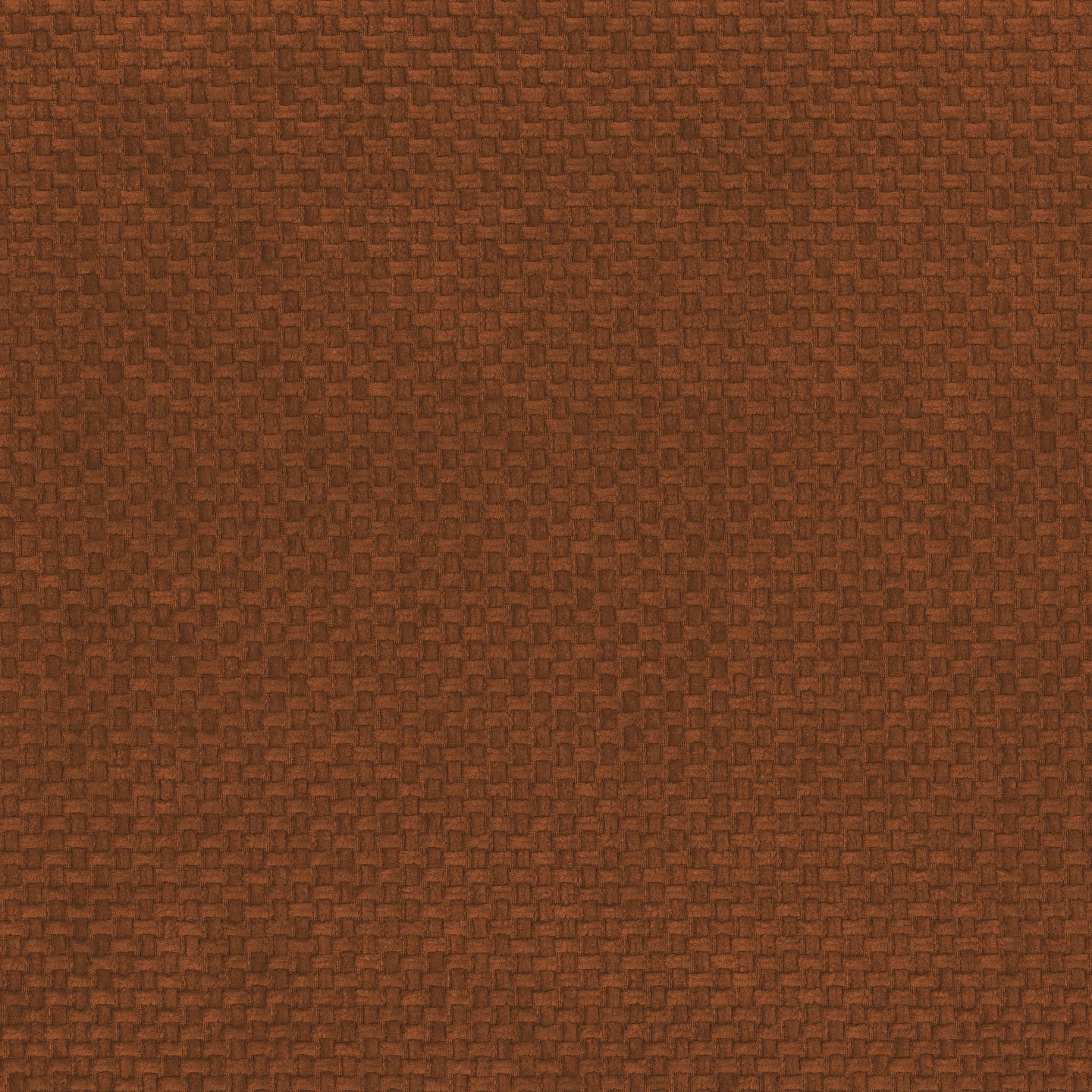 Personalizzazione in T26 di Divani.Store presenta un reticolo senza soluzione di continuità di piastrelle quadrate di colore marrone rossastro, dall'aspetto intrecciato e simile a un mattone. Sottili ombreggiature aggiungono profondità e dimensione al motivo uniforme e ripetuto.