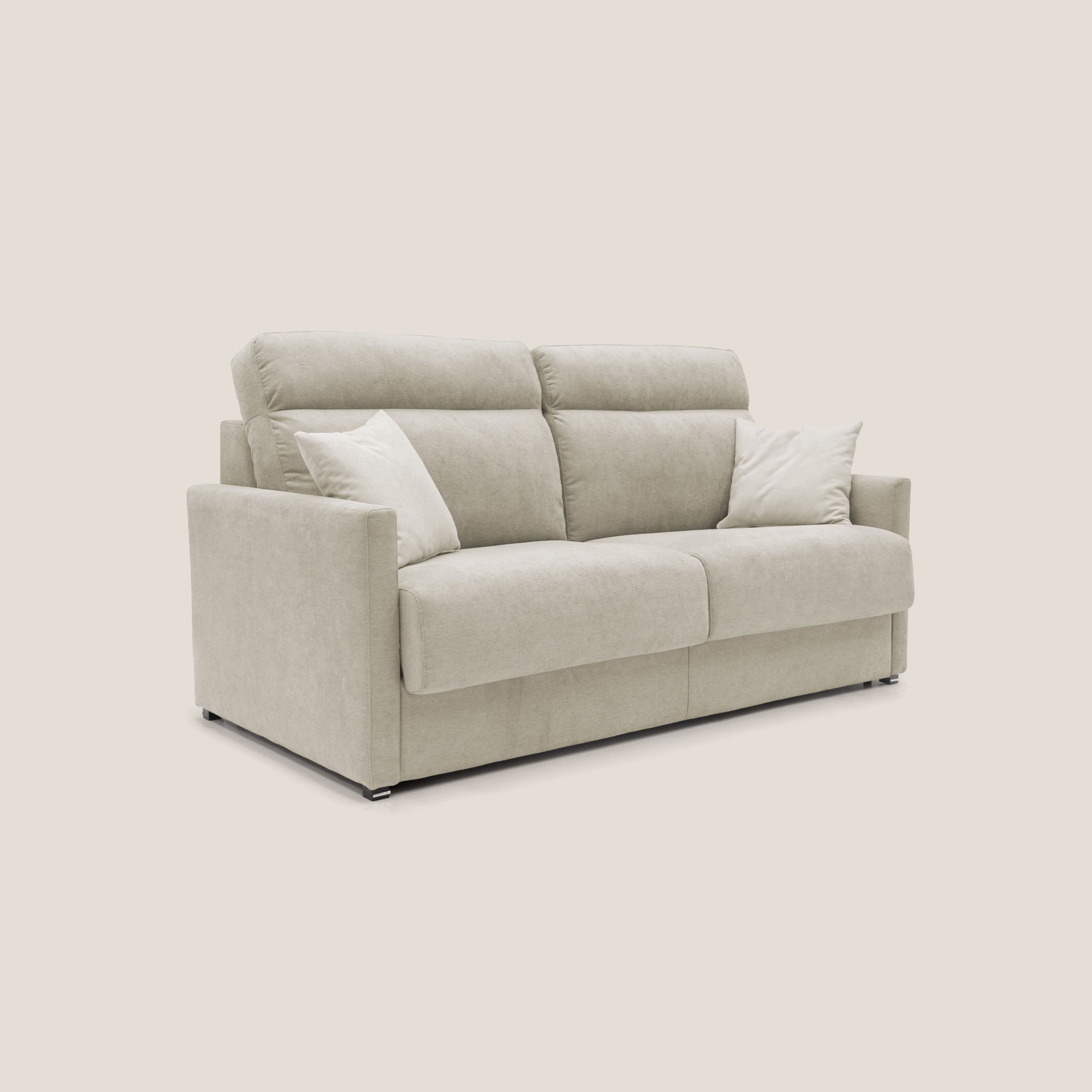 Margot Divano letto matrimoniale con schienale morbido alto in tessuto T02 panna - divani.store