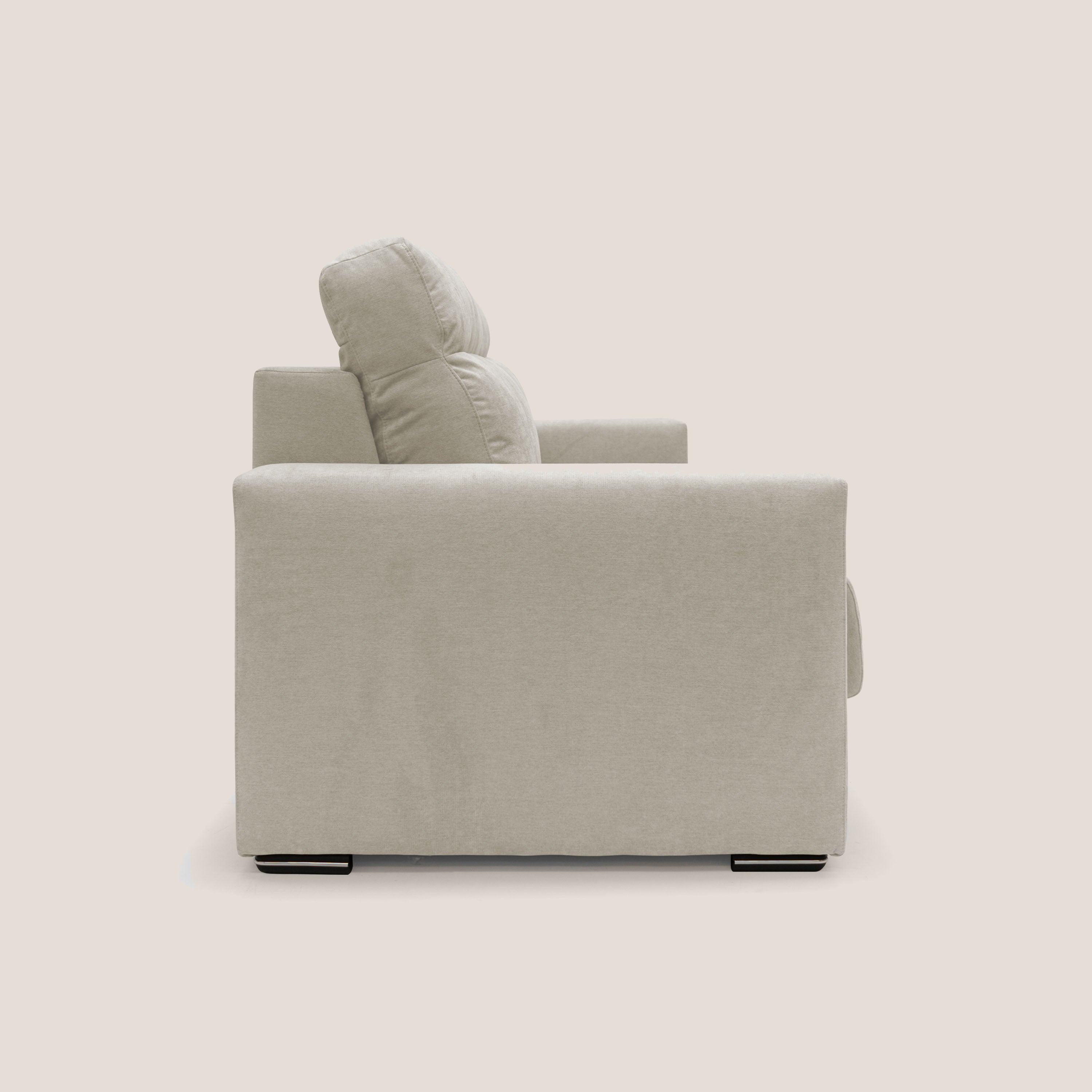 Nikita Divano letto matrimoniale con schienale morbido alto e rivestimento T02 panna - divani.store