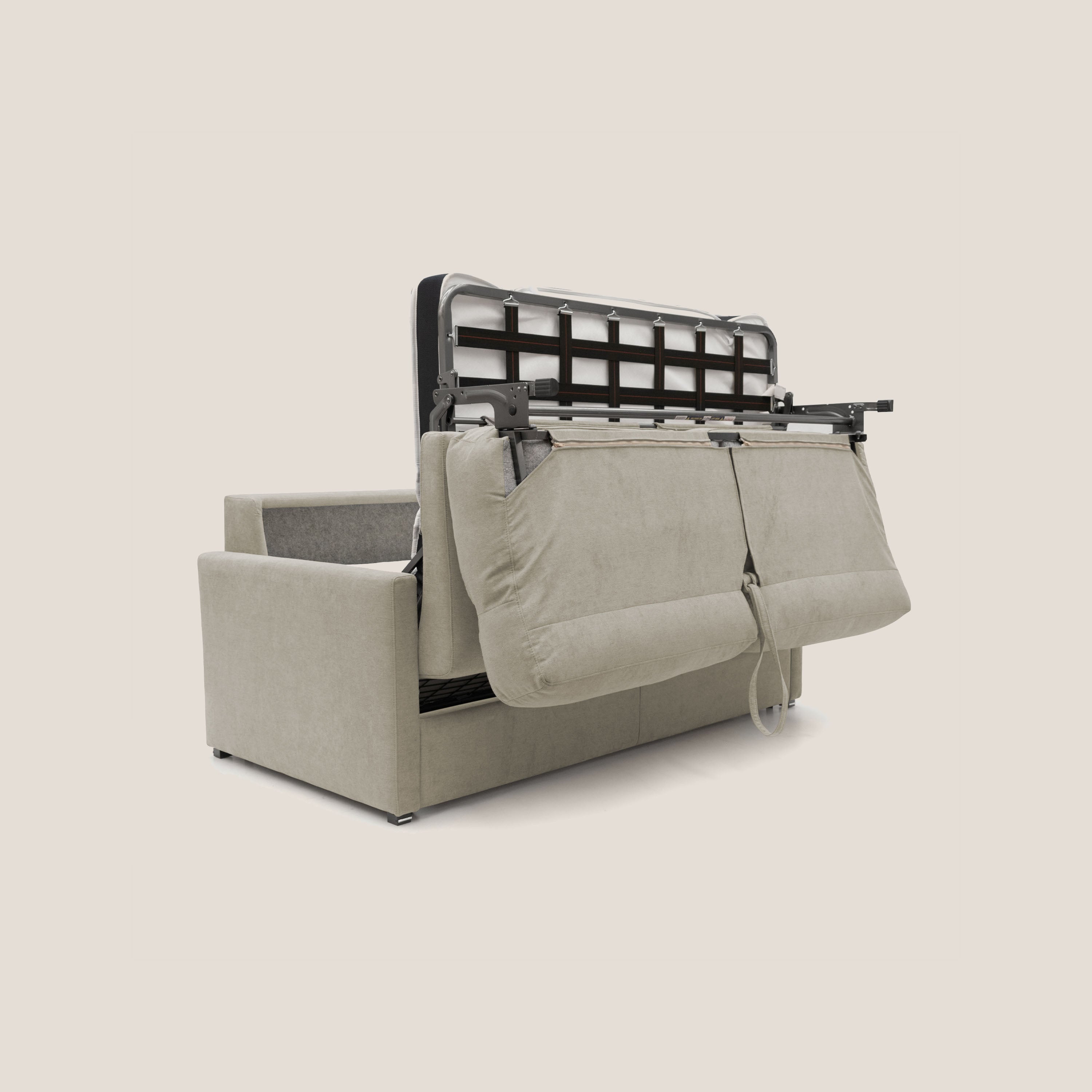 Margot Divano letto matrimoniale con schienale morbido alto in tessuto T02 panna - divani.store