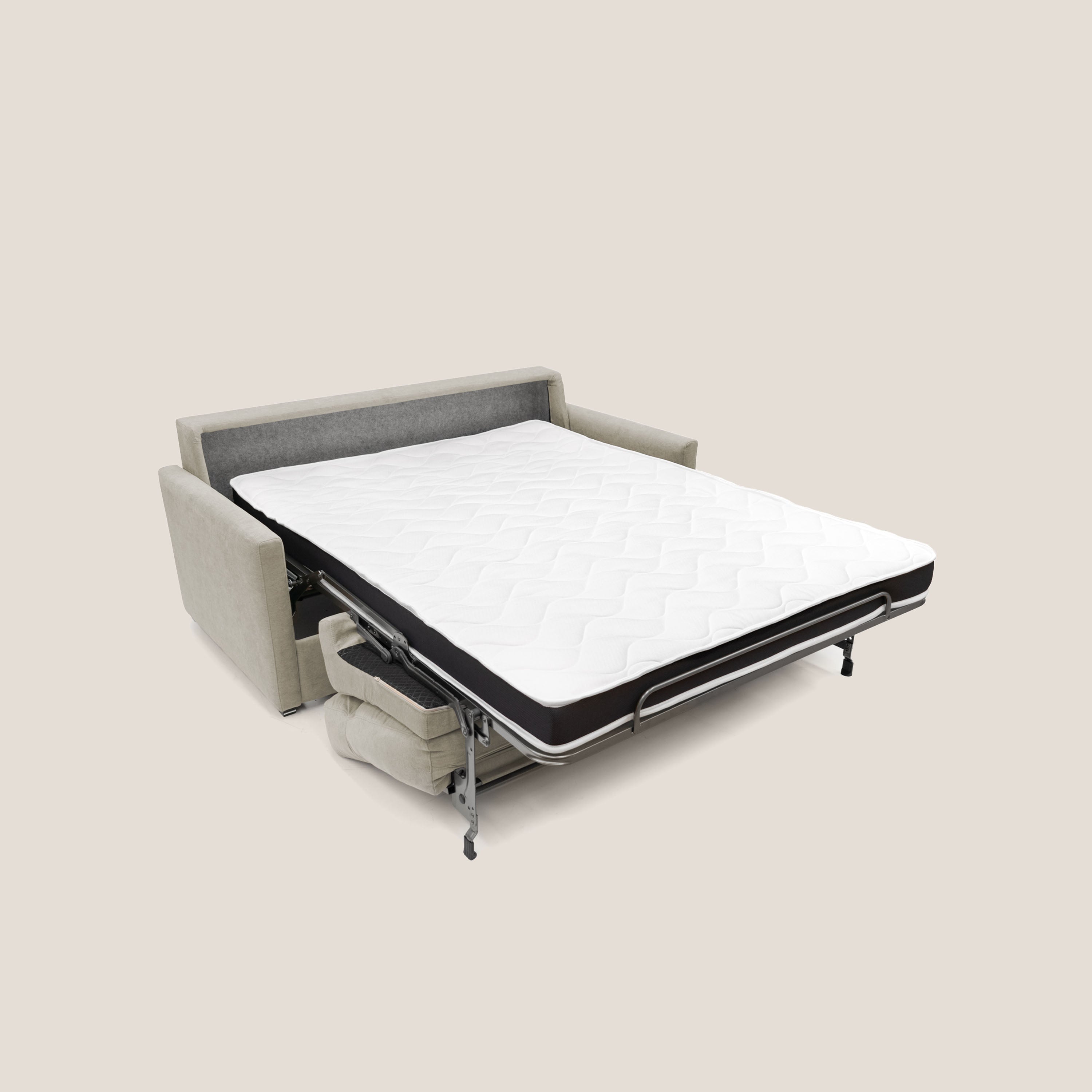 Margot Divano letto matrimoniale con schienale morbido alto in tessuto T02 panna - divani.store