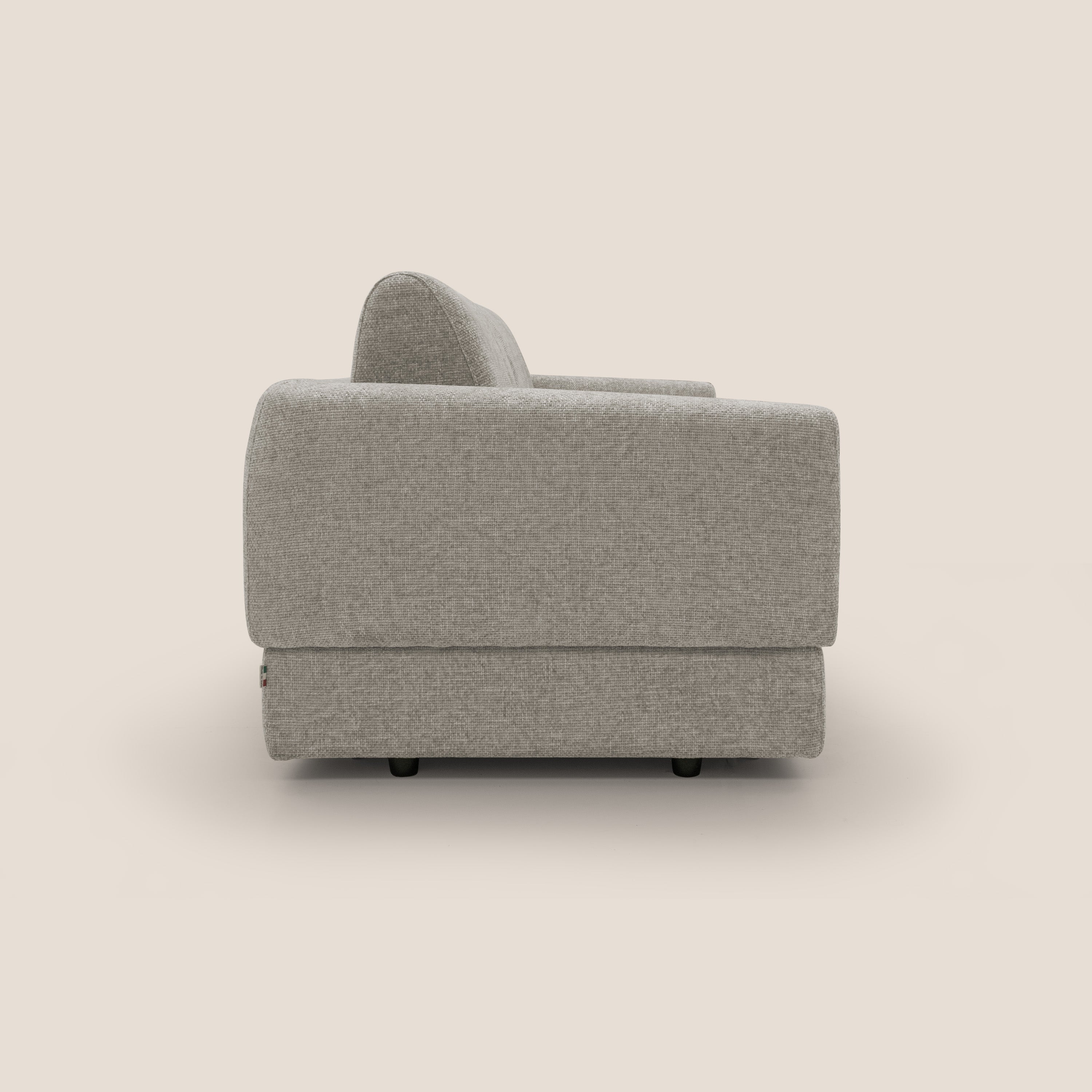 Happy Divano letto matrimoniale con materasso h18 cm in tessuto impermeabile T10 tortora - divani.store