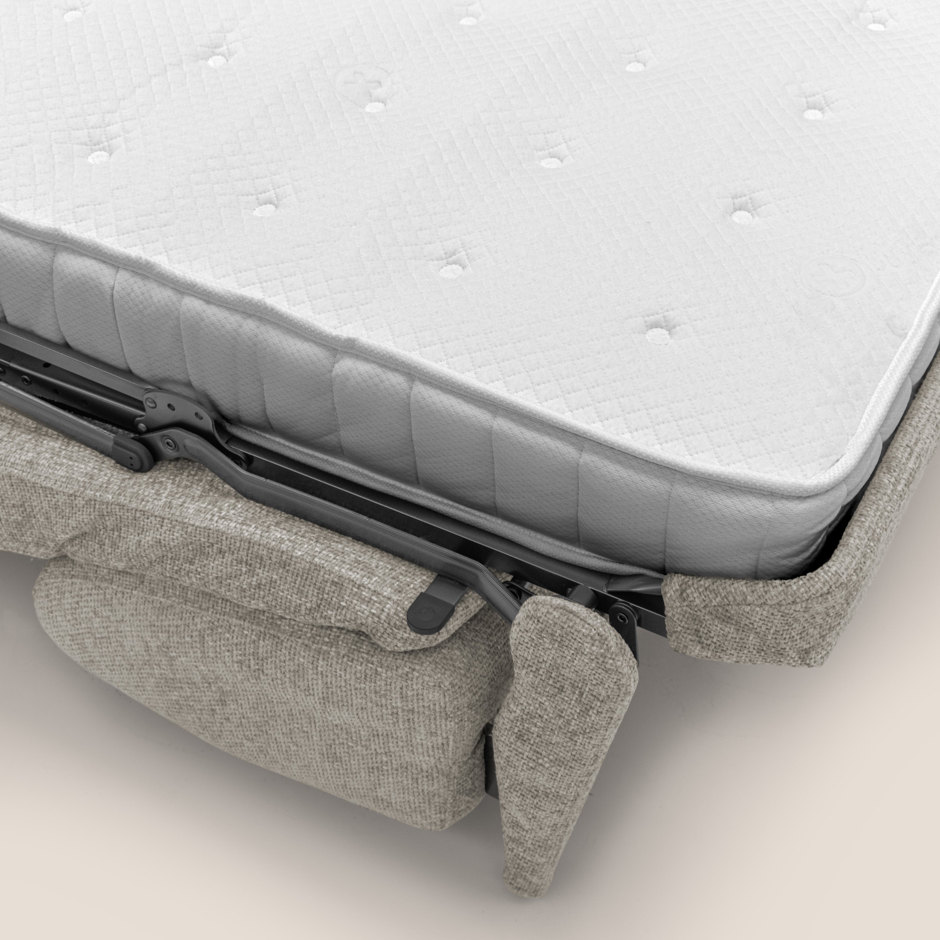 Happy Divano letto matrimoniale con materasso h18 cm in tessuto impermeabile T10 tortora - divani.store