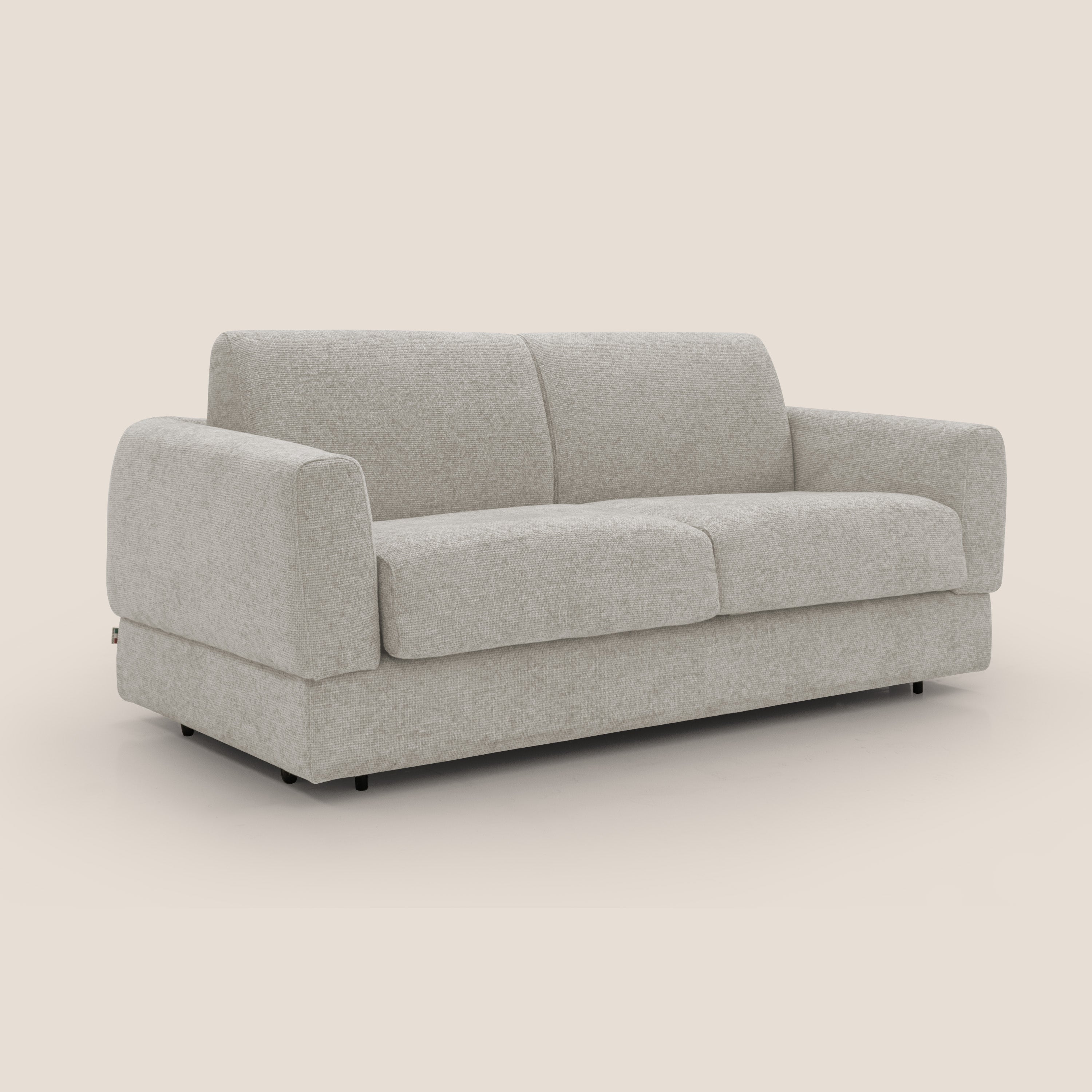 Happy Divano letto matrimoniale con materasso h18 cm in tessuto impermeabile T10 panna - divani.store