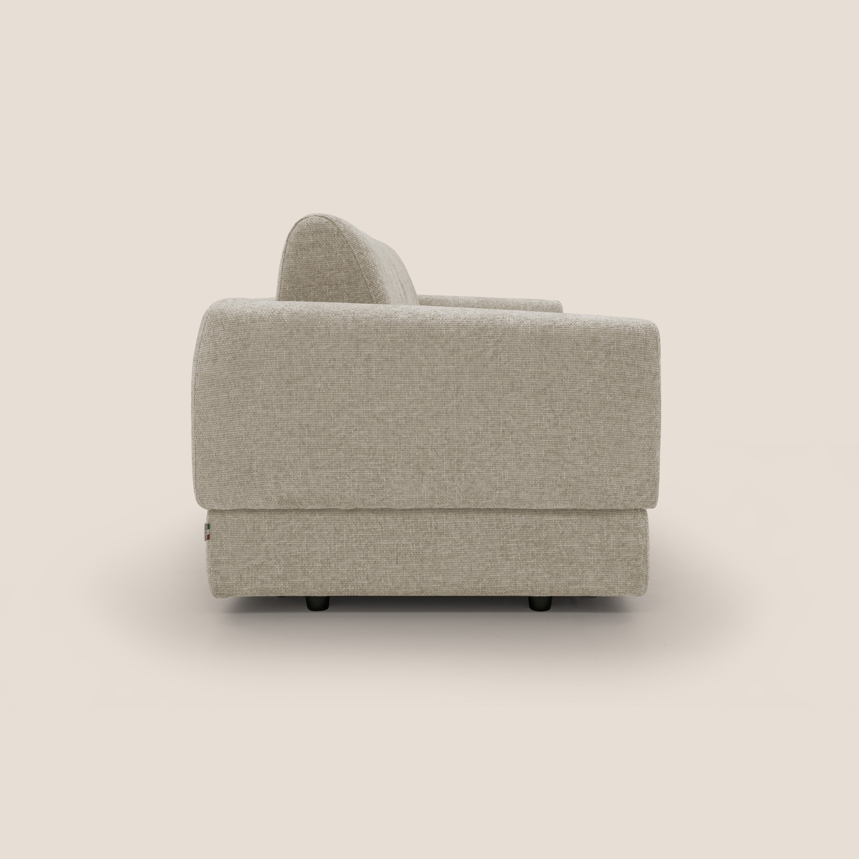 Happy Divano letto matrimoniale con materasso h18 cm in tessuto impermeabile T10 beige - divani.store