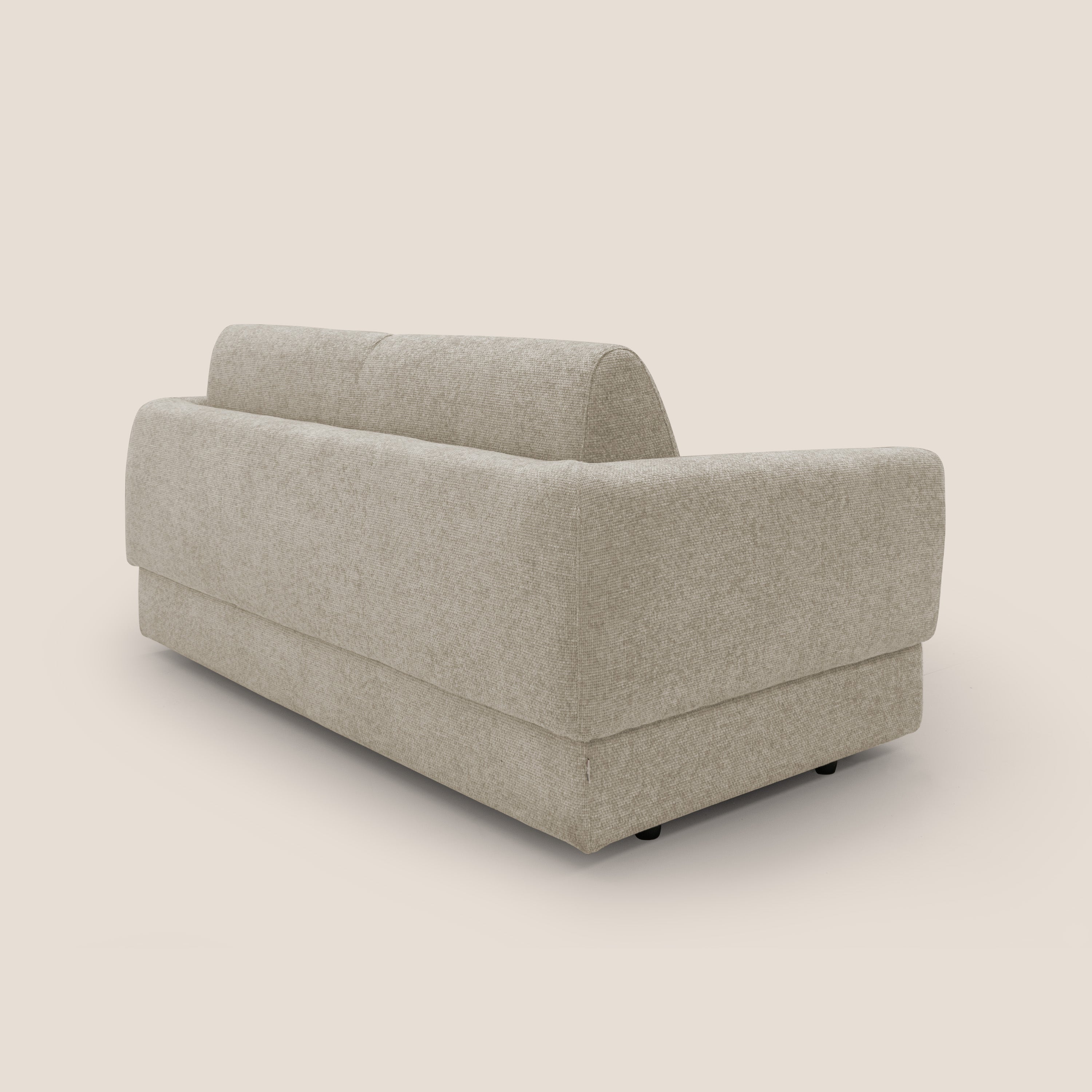 Happy Divano letto matrimoniale con materasso h18 cm in tessuto impermeabile T10 beige - divani.store