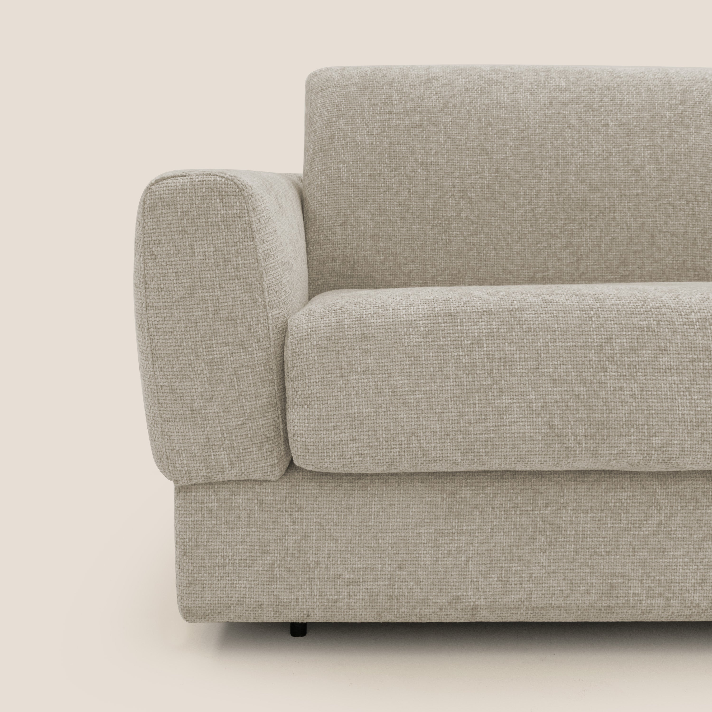 Happy Divano letto matrimoniale con materasso h18 cm in tessuto impermeabile T10 beige - divani.store