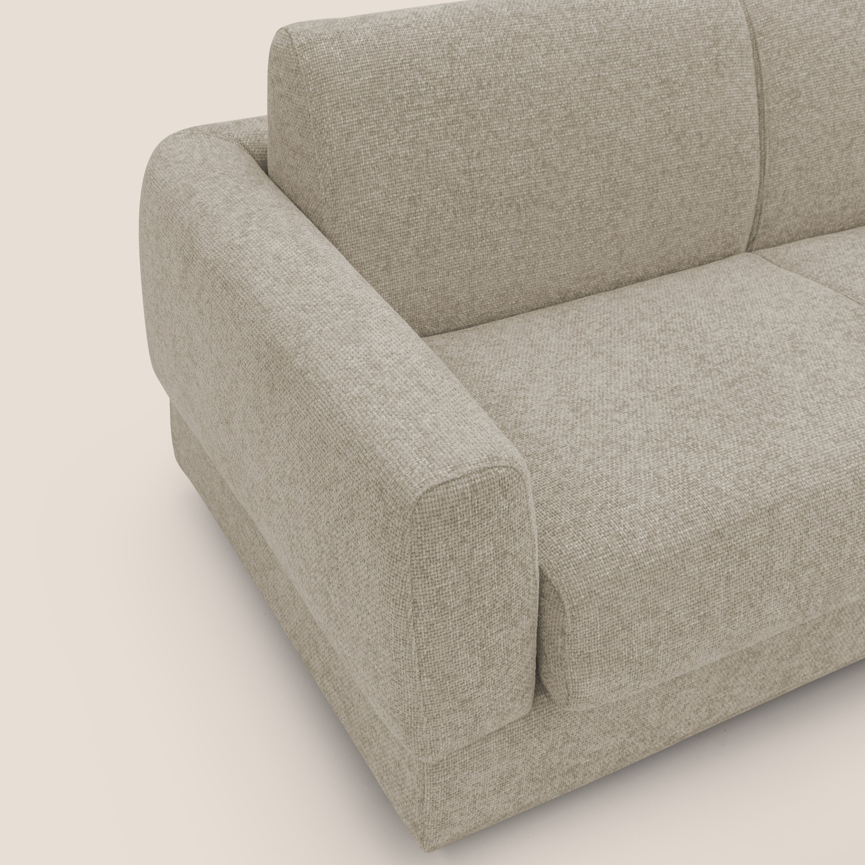 Happy Divano letto matrimoniale con materasso h18 cm in tessuto impermeabile T10 beige - divani.store