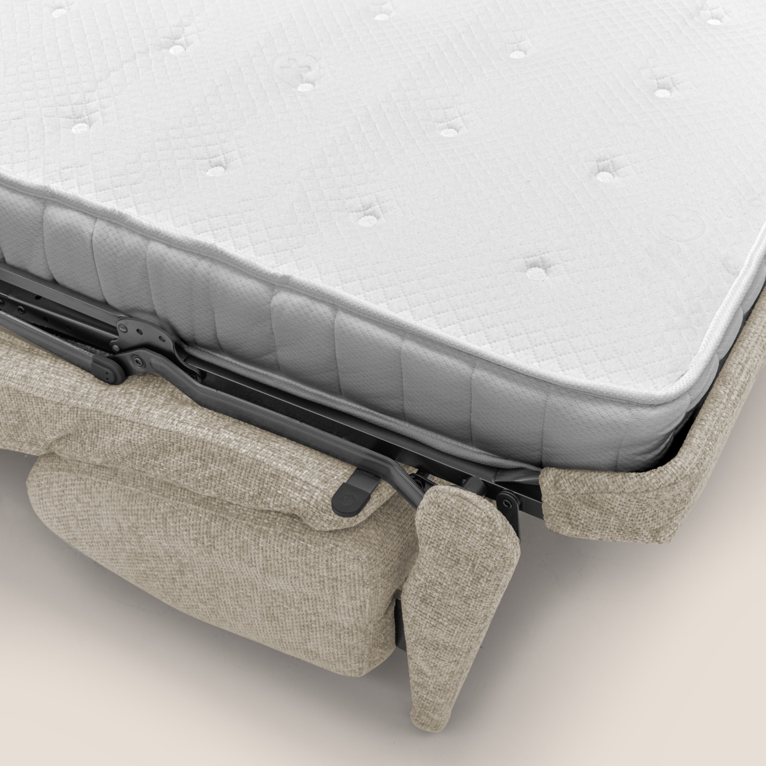 Happy Divano letto matrimoniale con materasso h18 cm in tessuto impermeabile T10 beige - divani.store