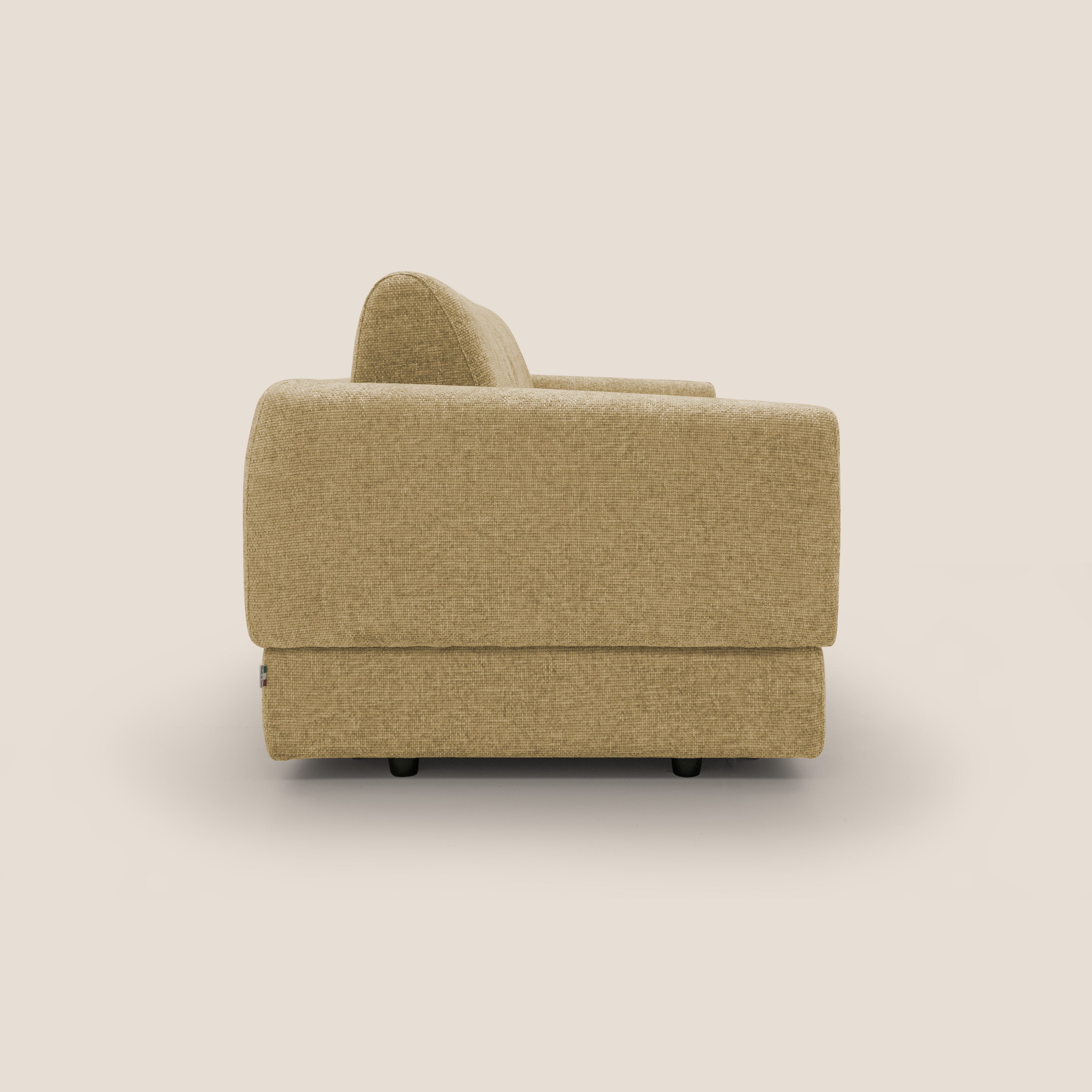 Happy Divano letto matrimoniale con materasso h18 cm in tessuto impermeabile T10 giallo - divani.store