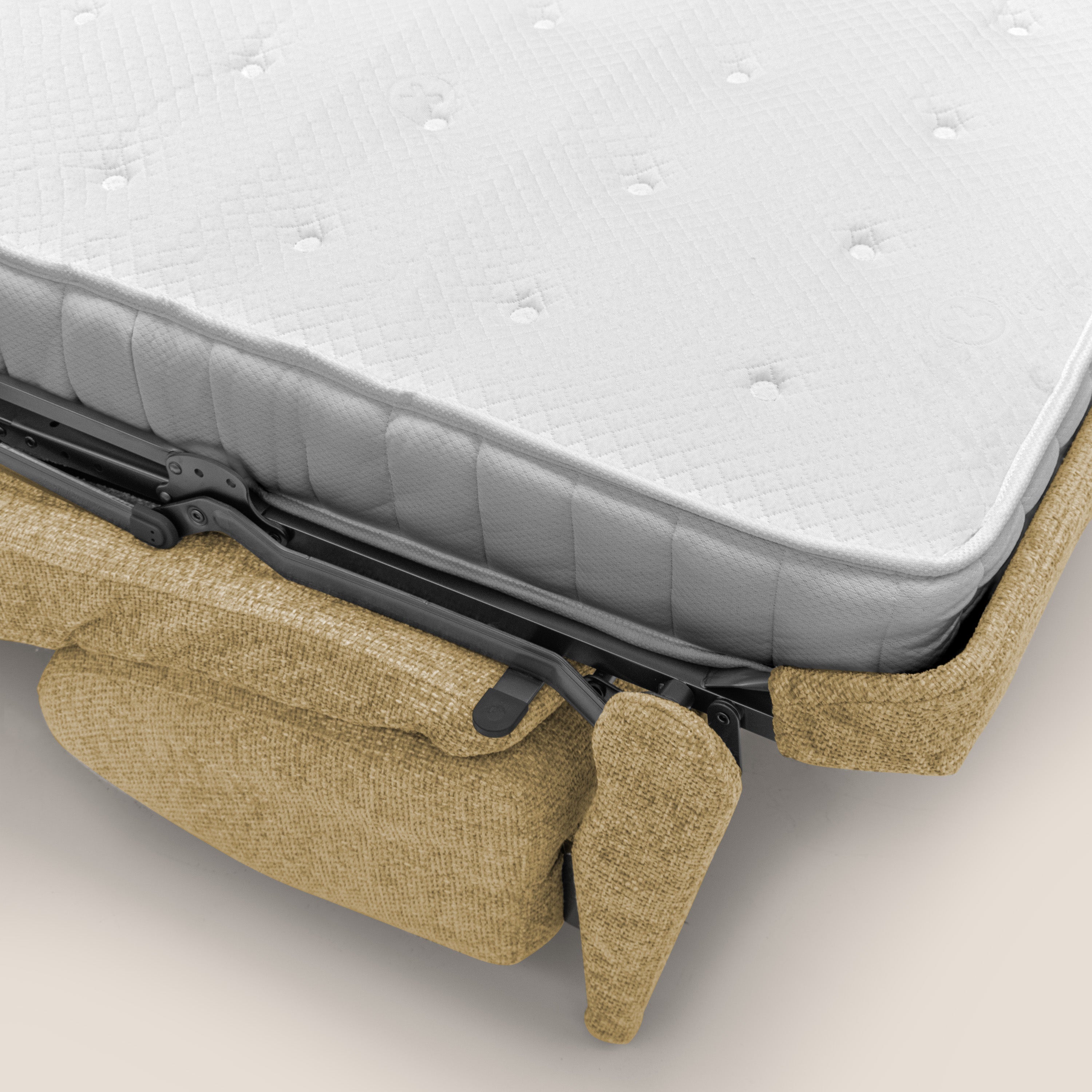 Happy Divano letto matrimoniale con materasso h18 cm in tessuto impermeabile T10 giallo - divani.store
