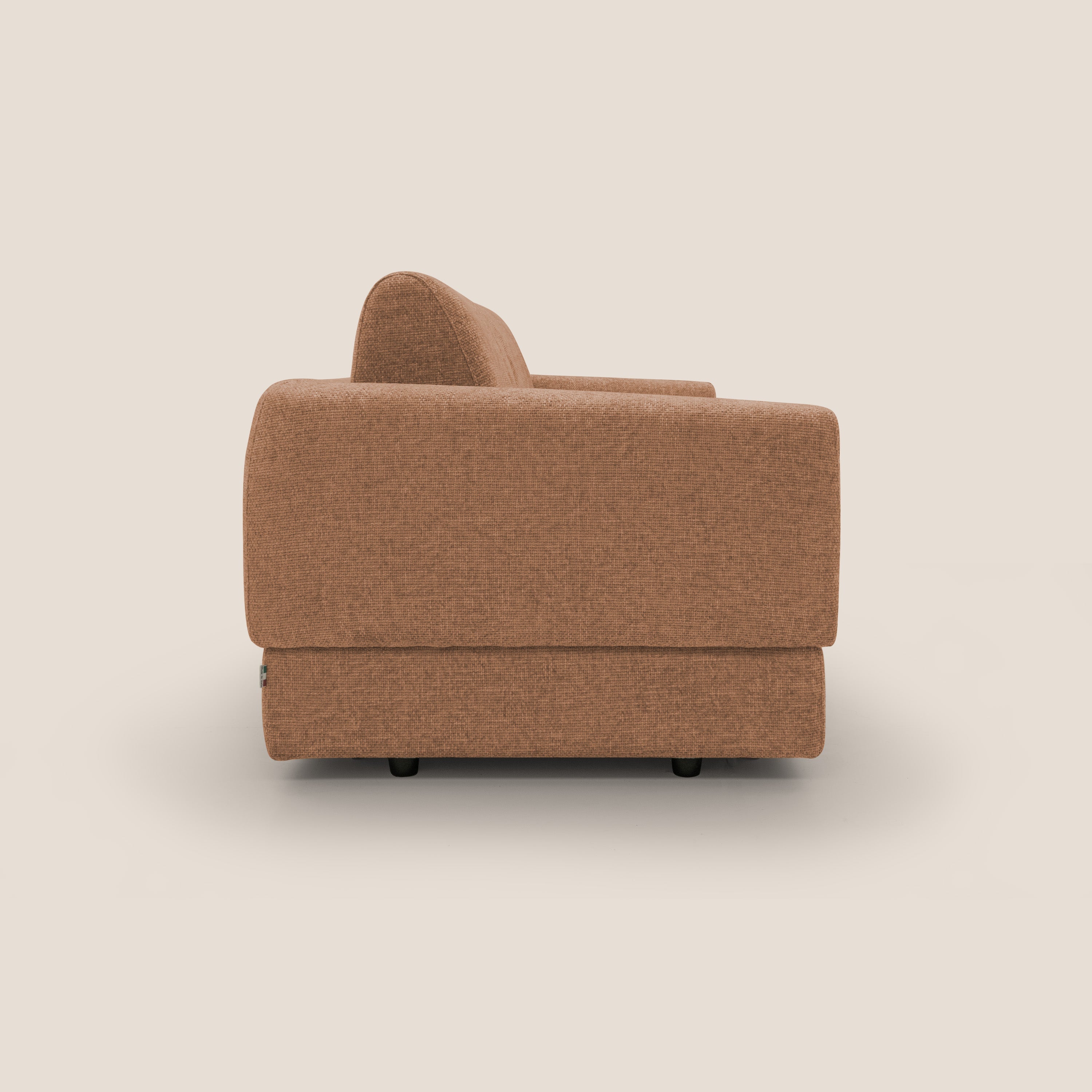 Happy Divano letto matrimoniale con materasso h18 cm in tessuto impermeabile T10 arancio - divani.store