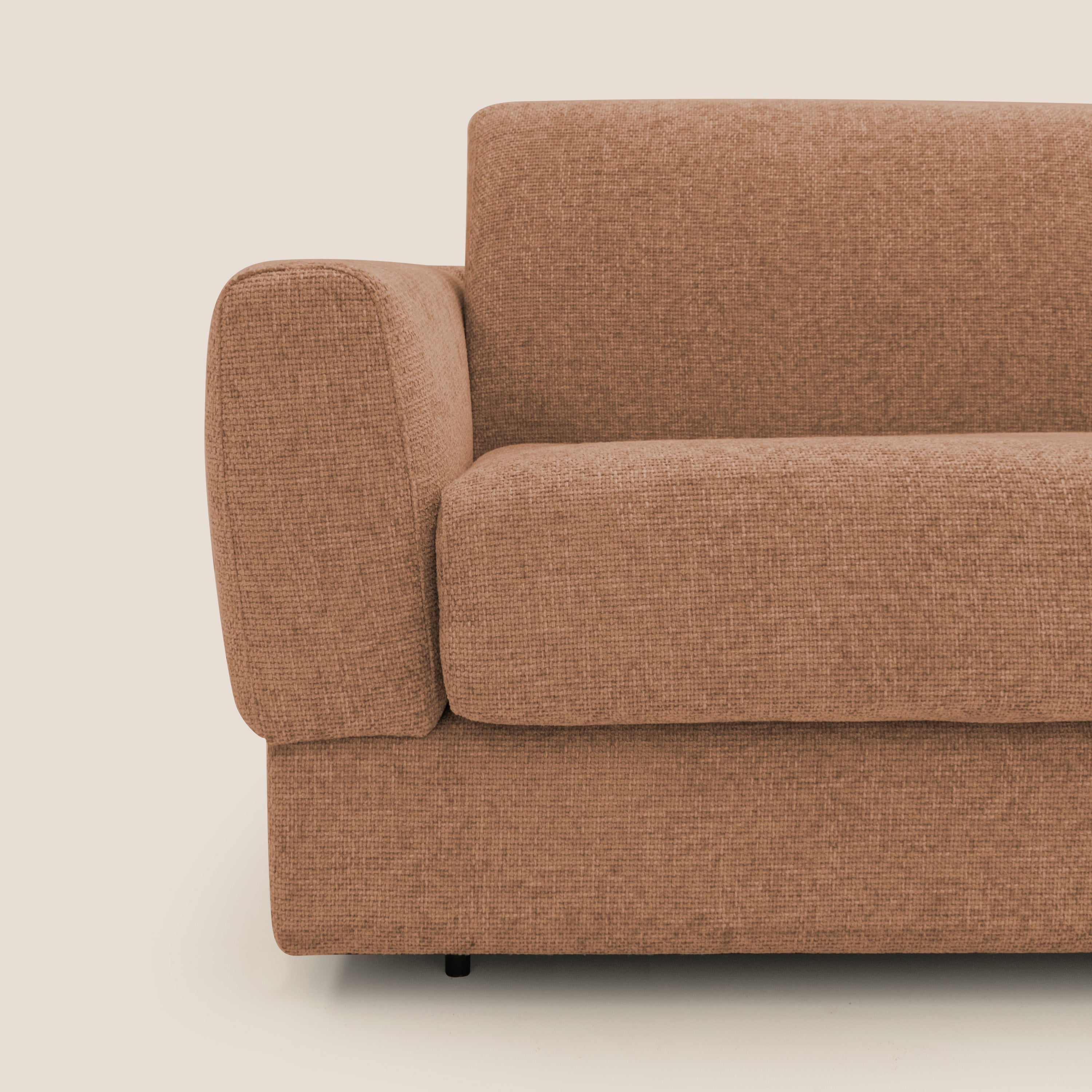 Happy Divano letto matrimoniale con materasso h18 cm in tessuto impermeabile T10 arancio - divani.store