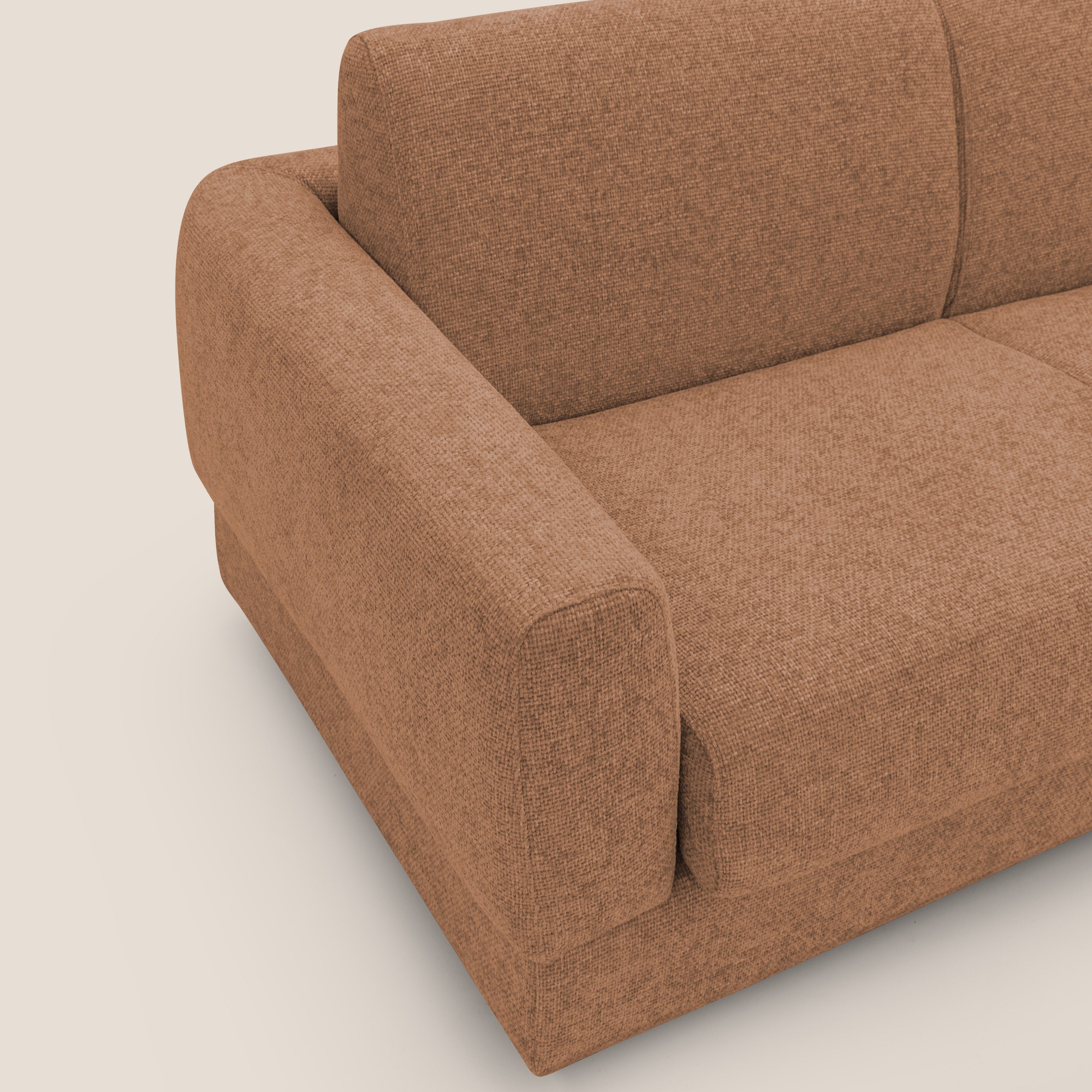 Happy Divano letto matrimoniale con materasso h18 cm in tessuto impermeabile T10 arancio - divani.store