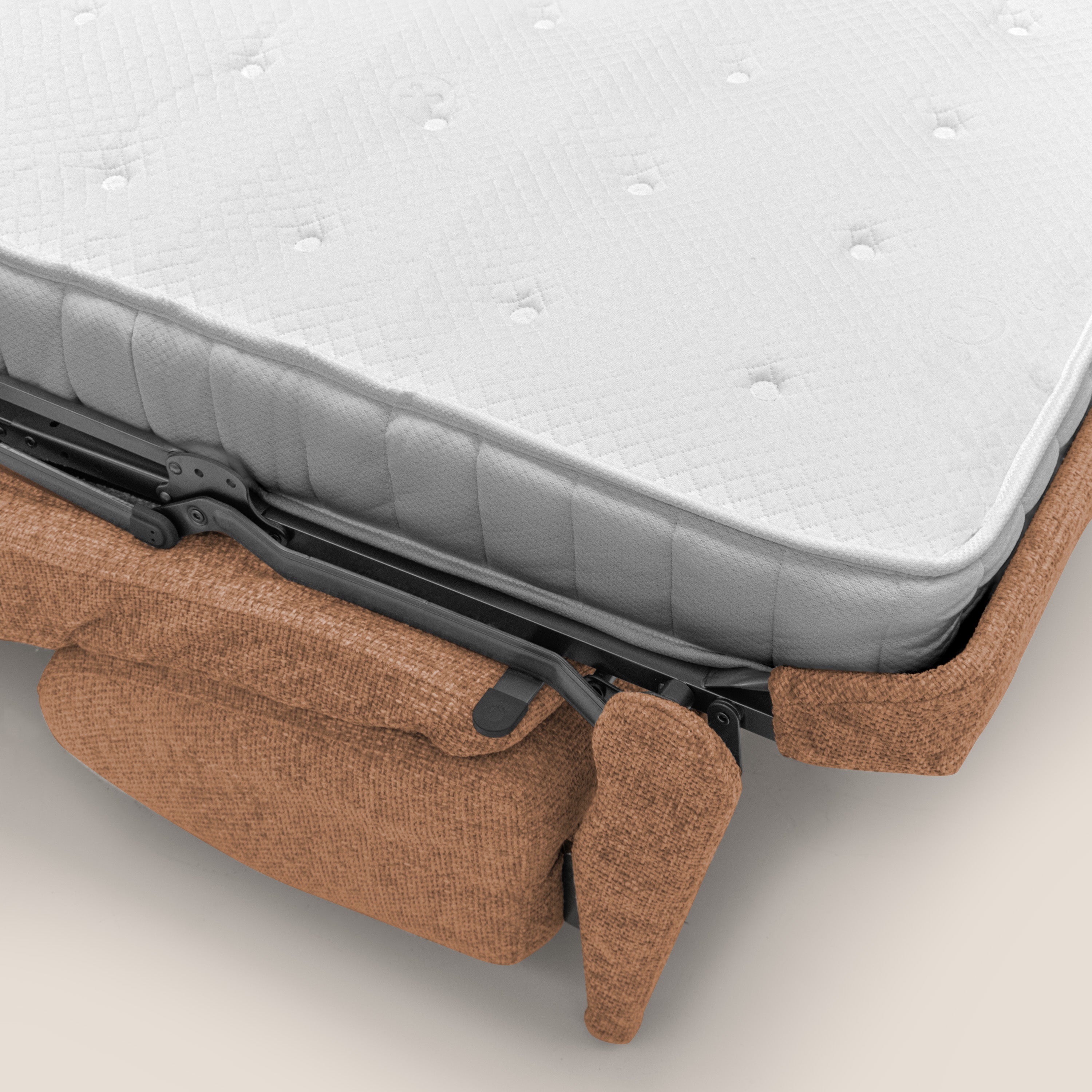 Happy Divano letto matrimoniale con materasso h18 cm in tessuto impermeabile T10 arancio - divani.store