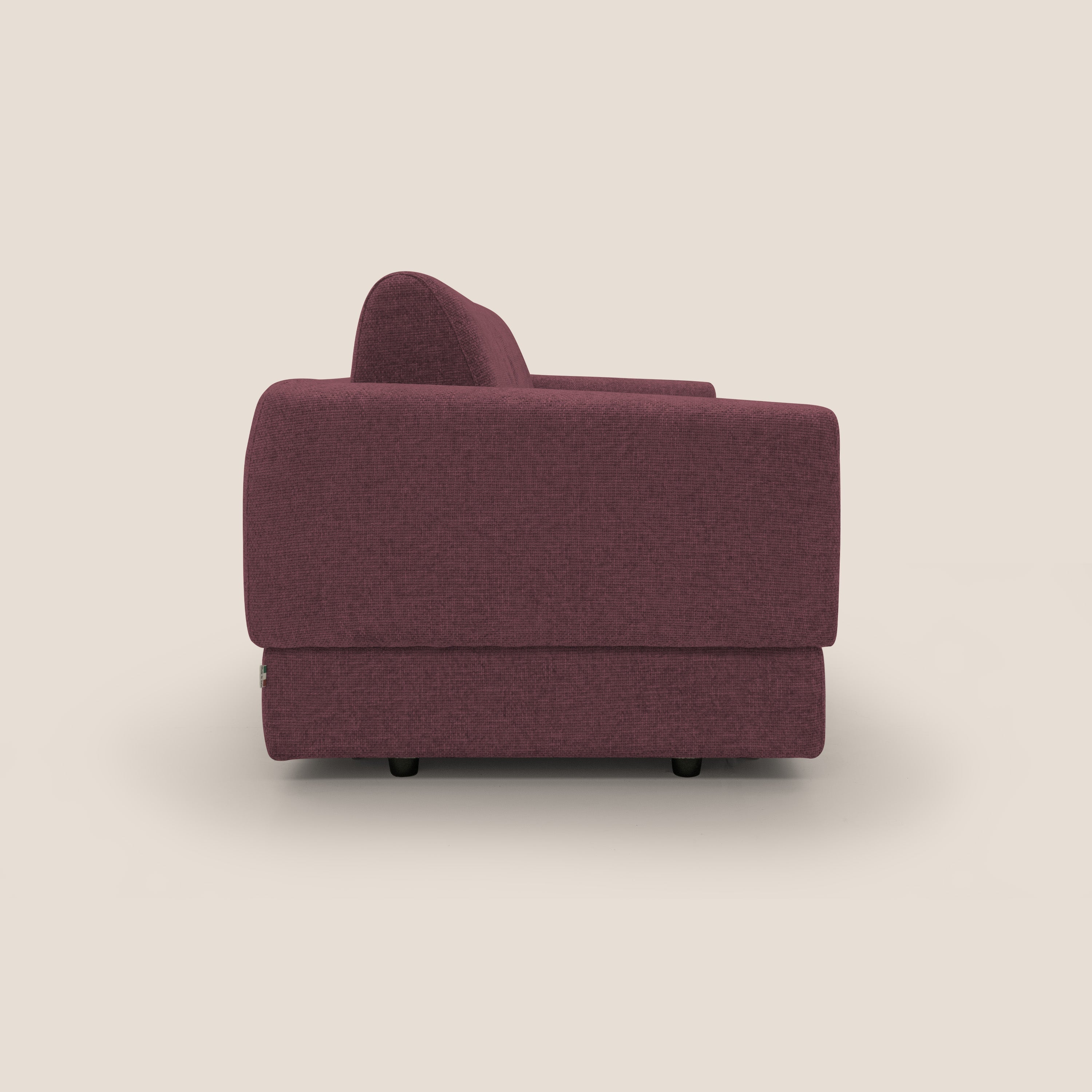 Happy Divano letto matrimoniale con materasso h18 cm in tessuto impermeabile T10 bordeaux - divani.store
