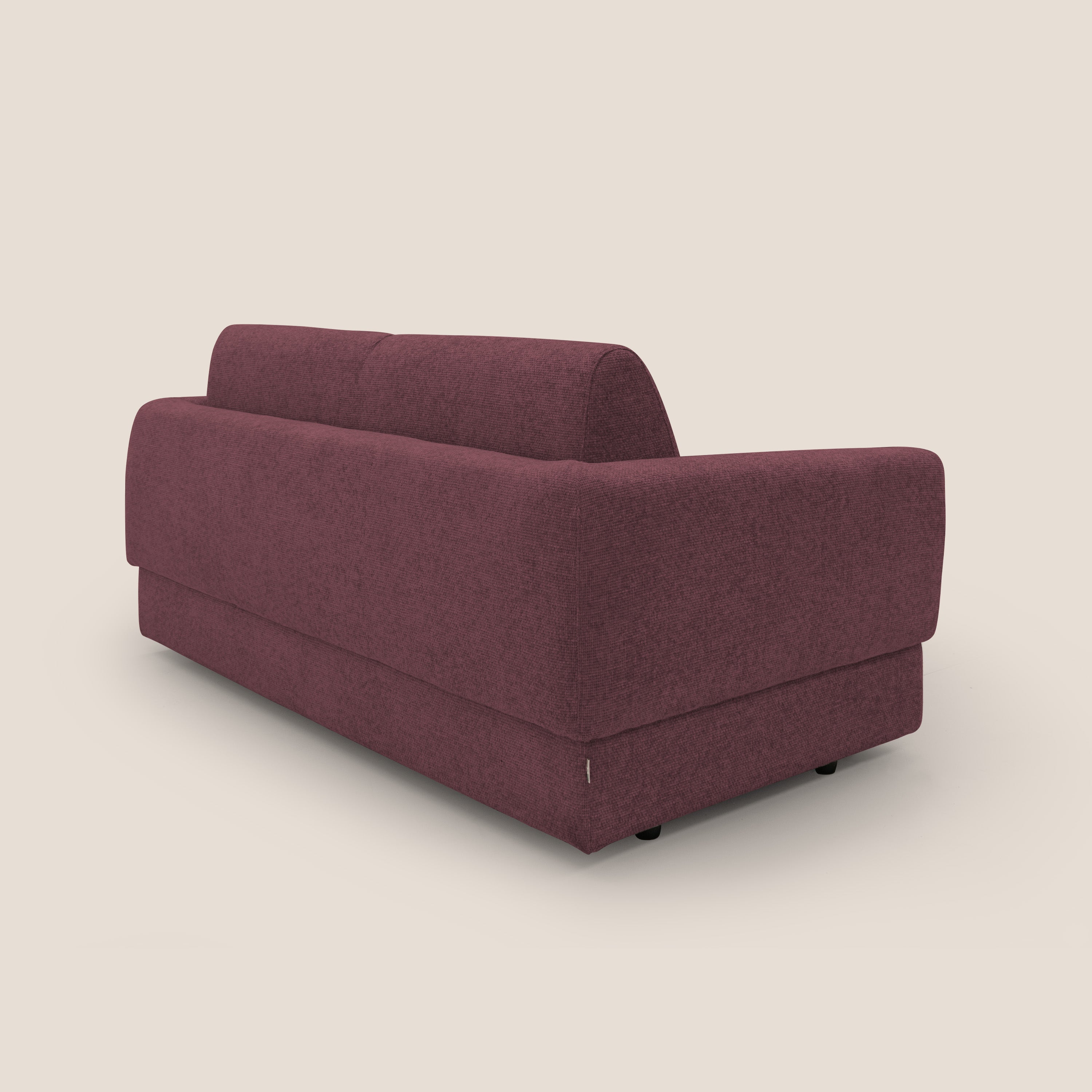 Happy Divano letto matrimoniale con materasso h18 cm in tessuto impermeabile T10 bordeaux - divani.store
