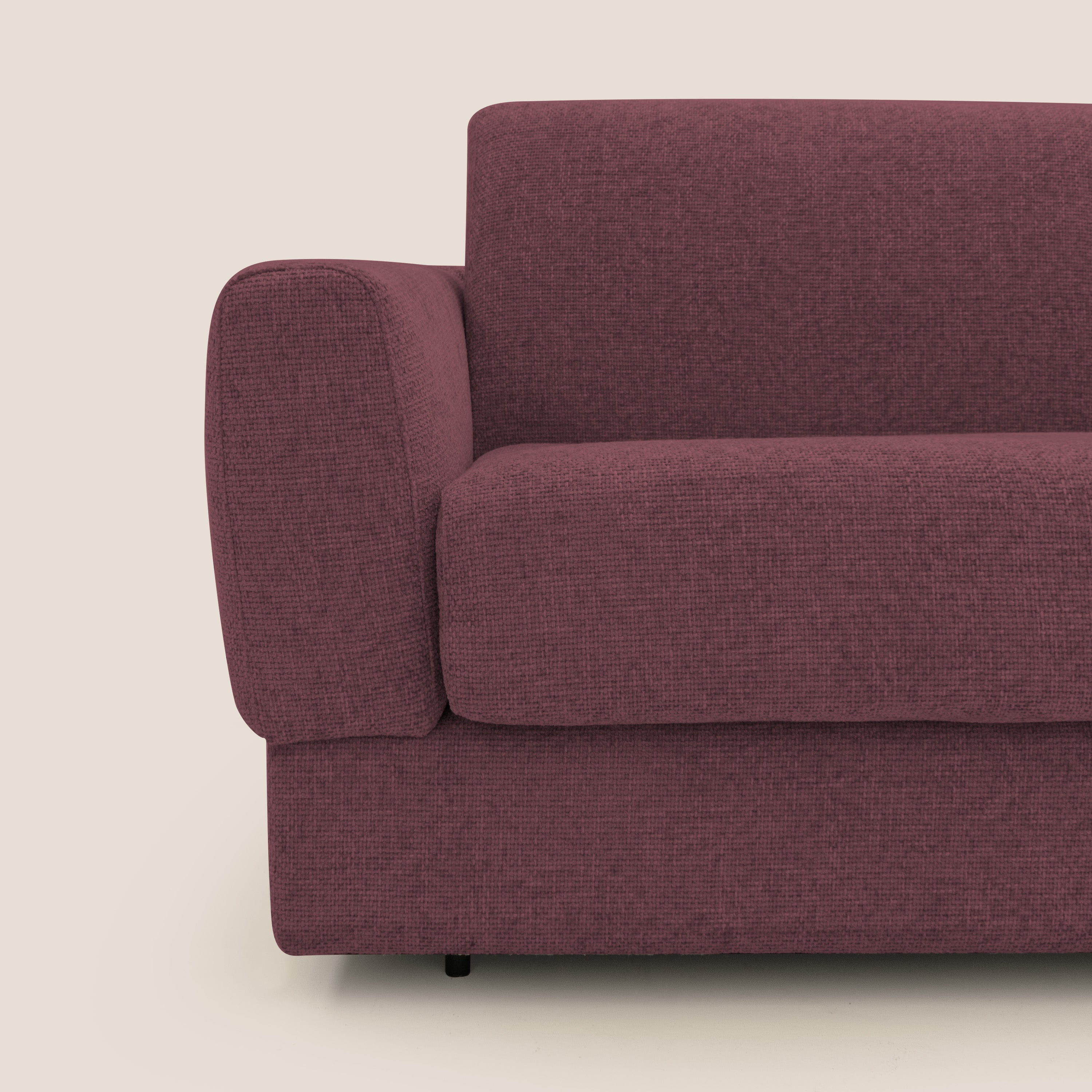 Happy Divano letto matrimoniale con materasso h18 cm in tessuto impermeabile T10 bordeaux - divani.store