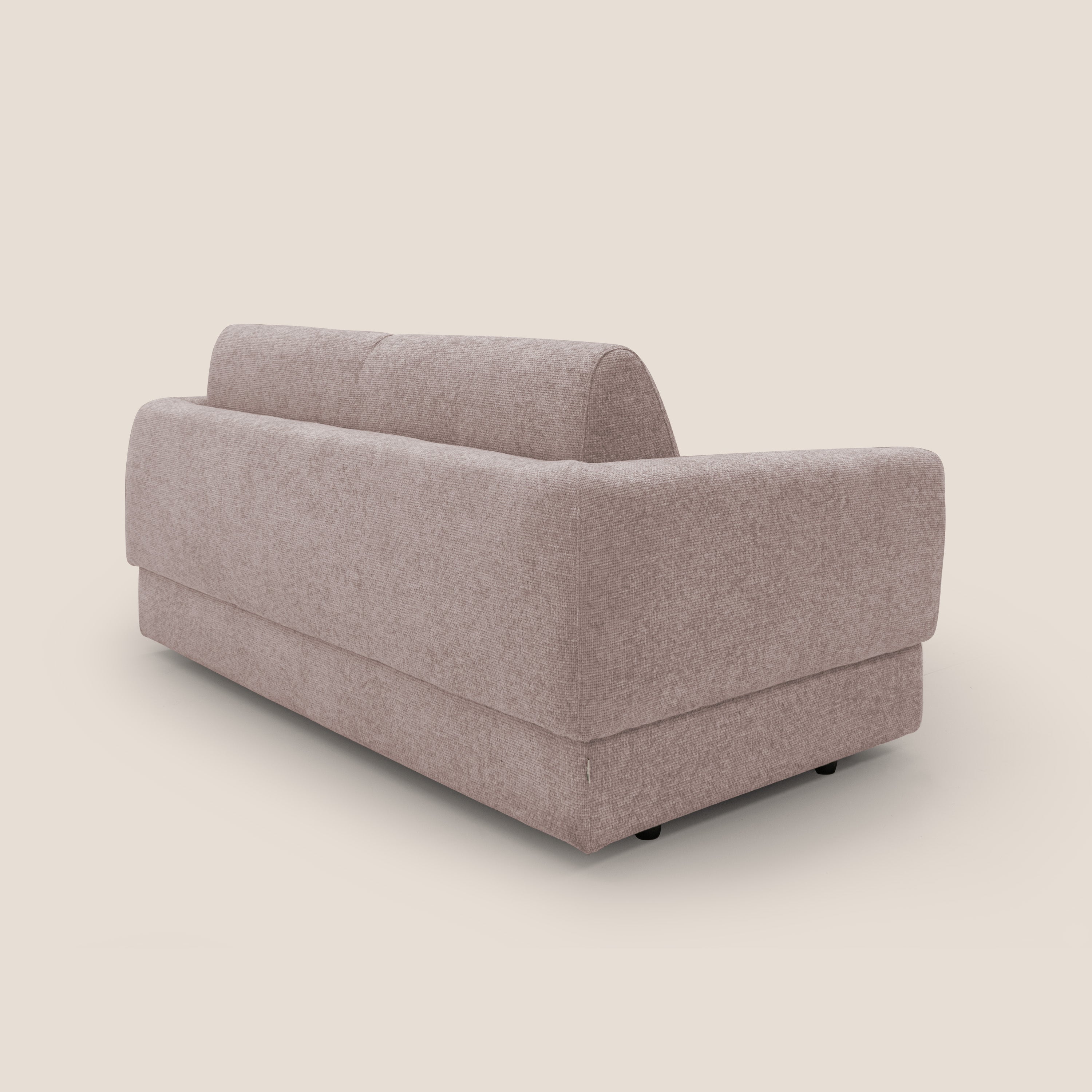 Happy Divano letto matrimoniale con materasso h18 cm in tessuto impermeabile T10 rosa - divani.store