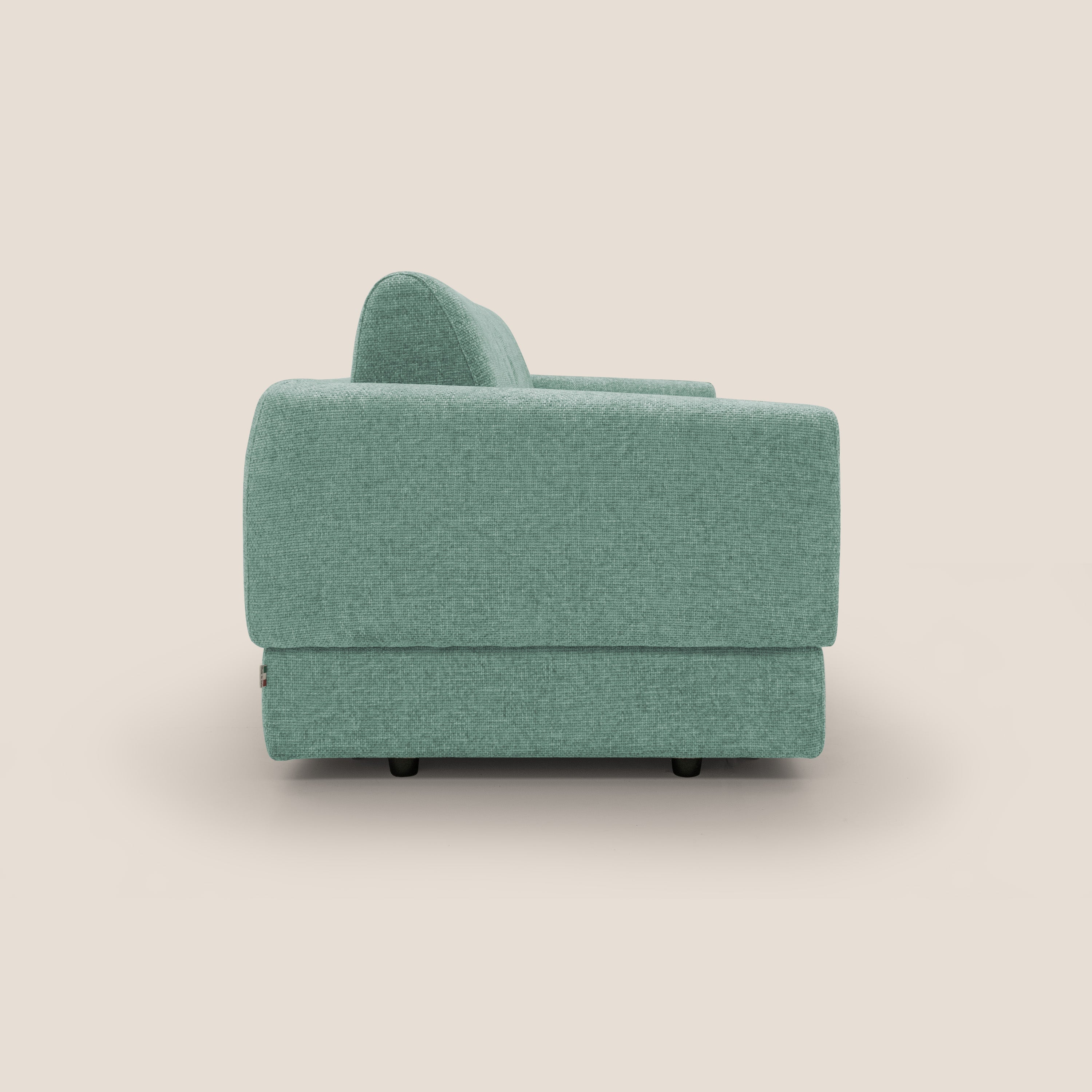 Happy Divano letto matrimoniale con materasso h18 cm in tessuto impermeabile T10 salvia - divani.store
