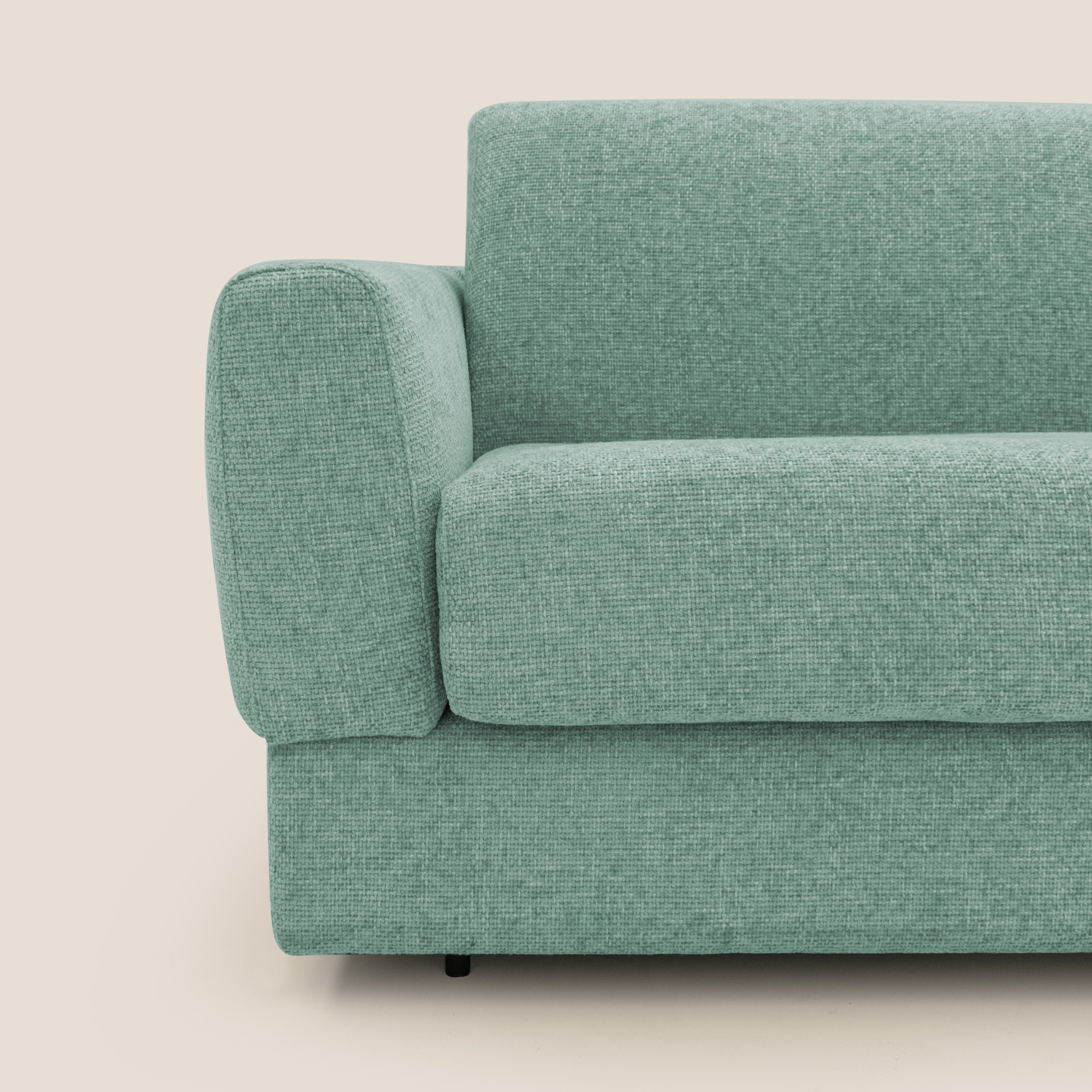 Happy Divano letto matrimoniale con materasso h18 cm in tessuto impermeabile T10 salvia - divani.store