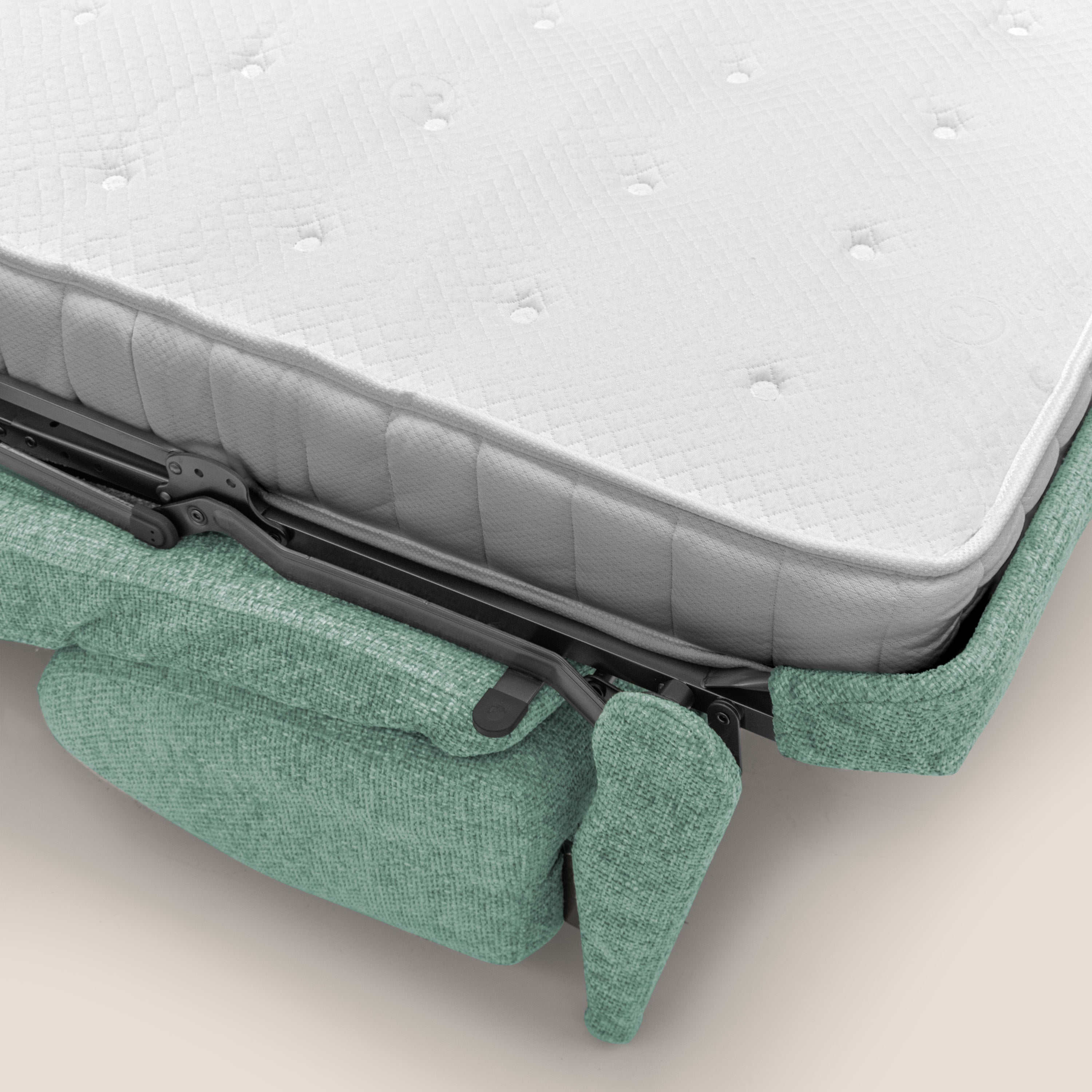 Happy Divano letto matrimoniale con materasso h18 cm in tessuto impermeabile T10 salvia - divani.store