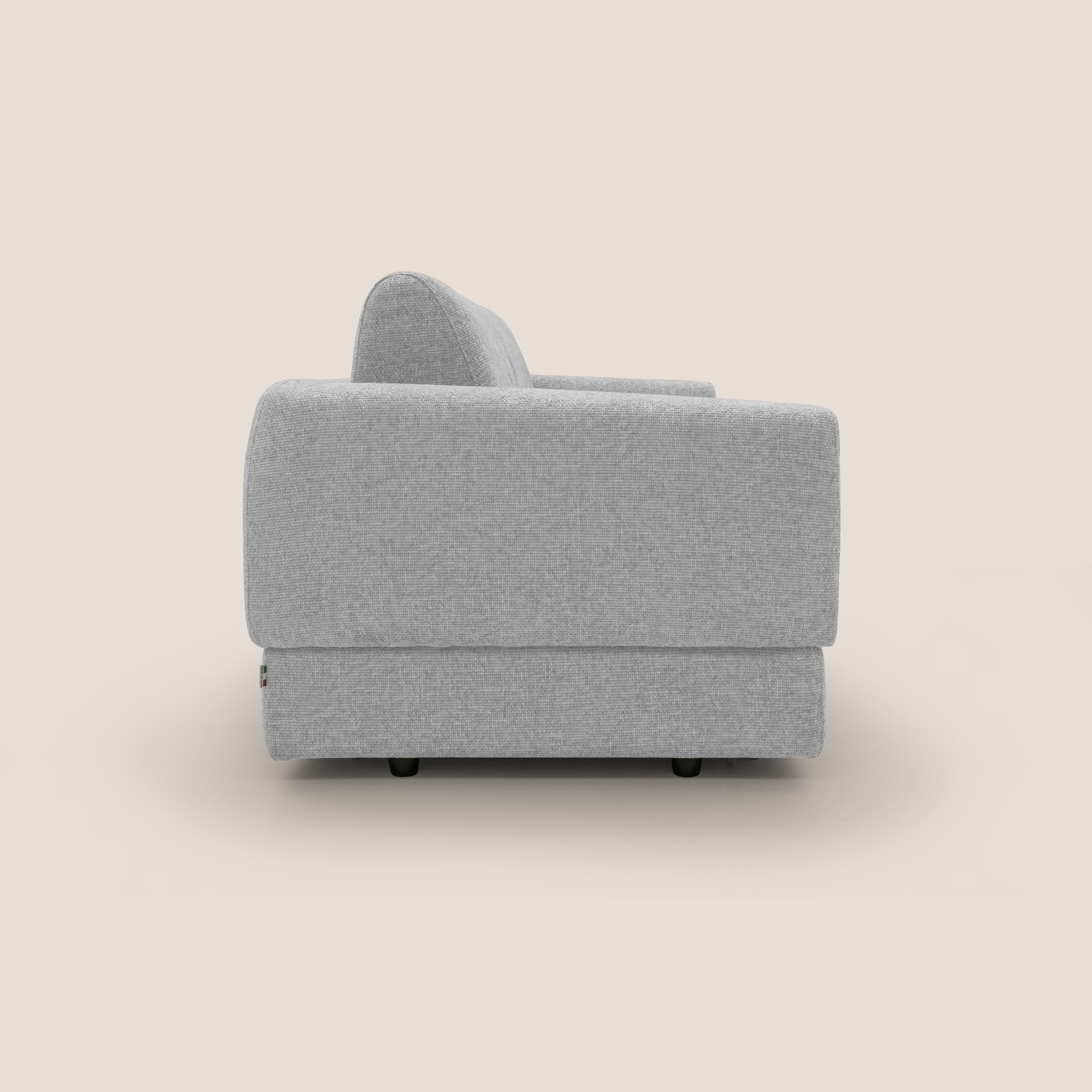 Happy Divano letto matrimoniale con materasso h18 cm in tessuto impermeabile T10 grigio chiaro - divani.store