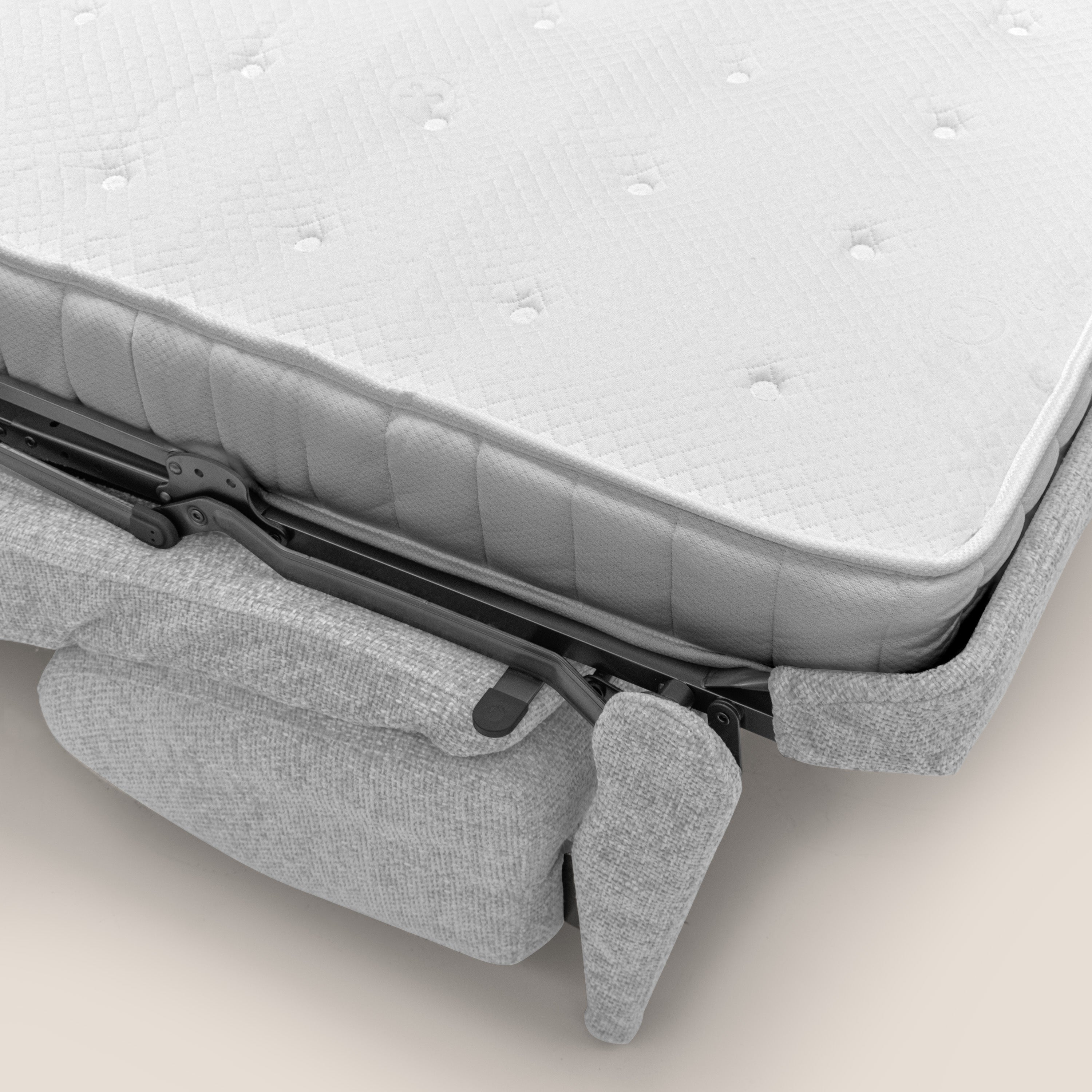 Happy Divano letto matrimoniale con materasso h18 cm in tessuto impermeabile T10 grigio chiaro - divani.store