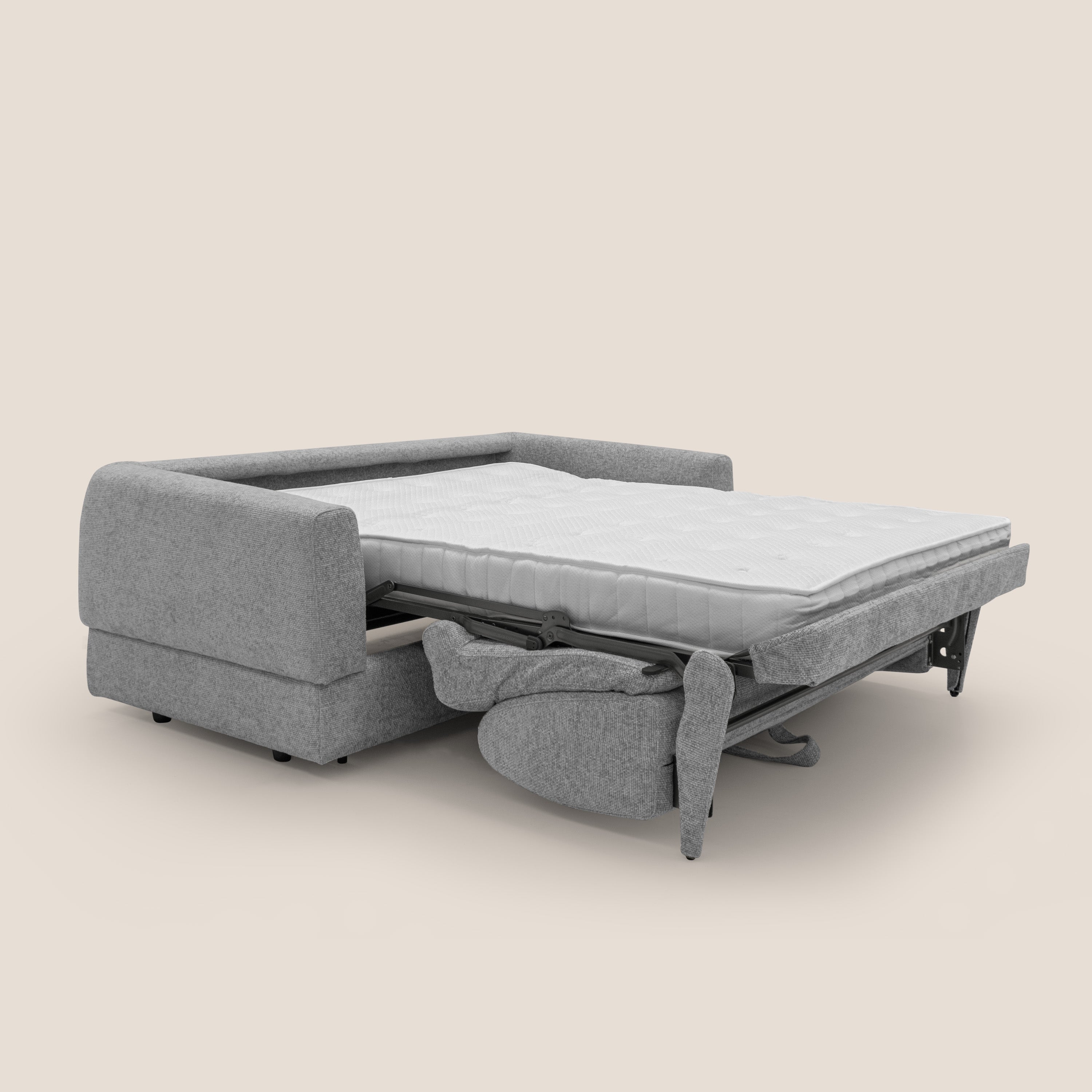 Happy Divano letto matrimoniale con materasso h18 cm in tessuto impermeabile T10 grigio - divani.store