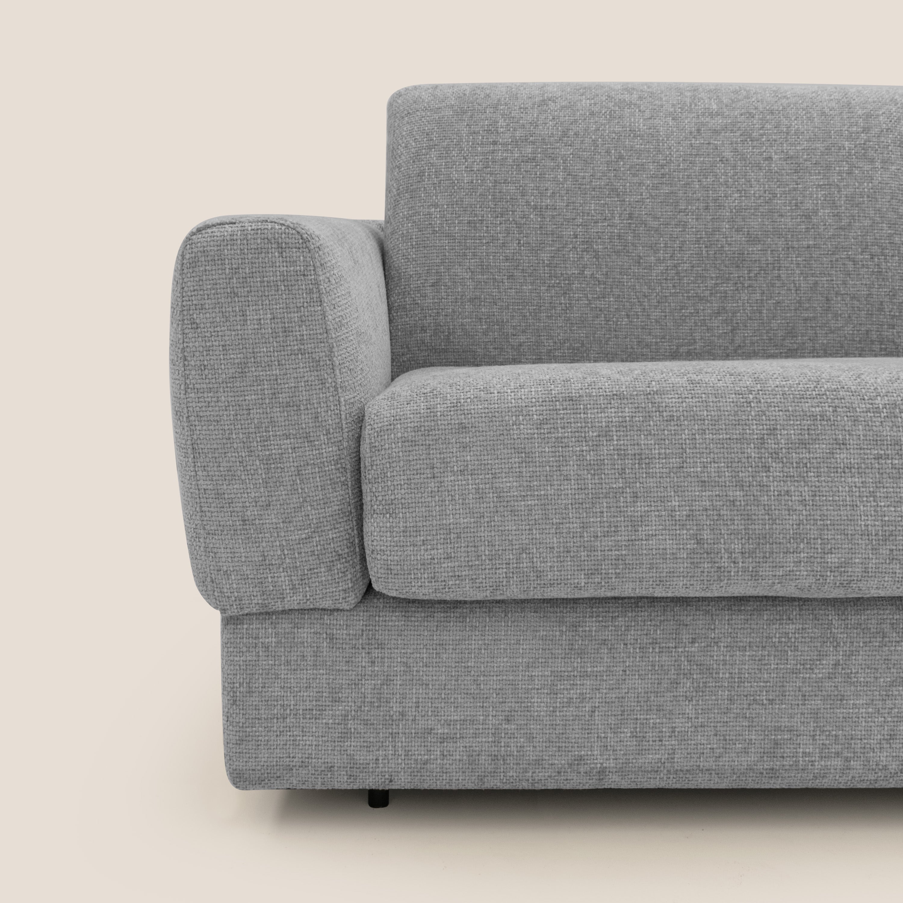 Happy Divano letto matrimoniale con materasso h18 cm in tessuto impermeabile T10 grigio - divani.store