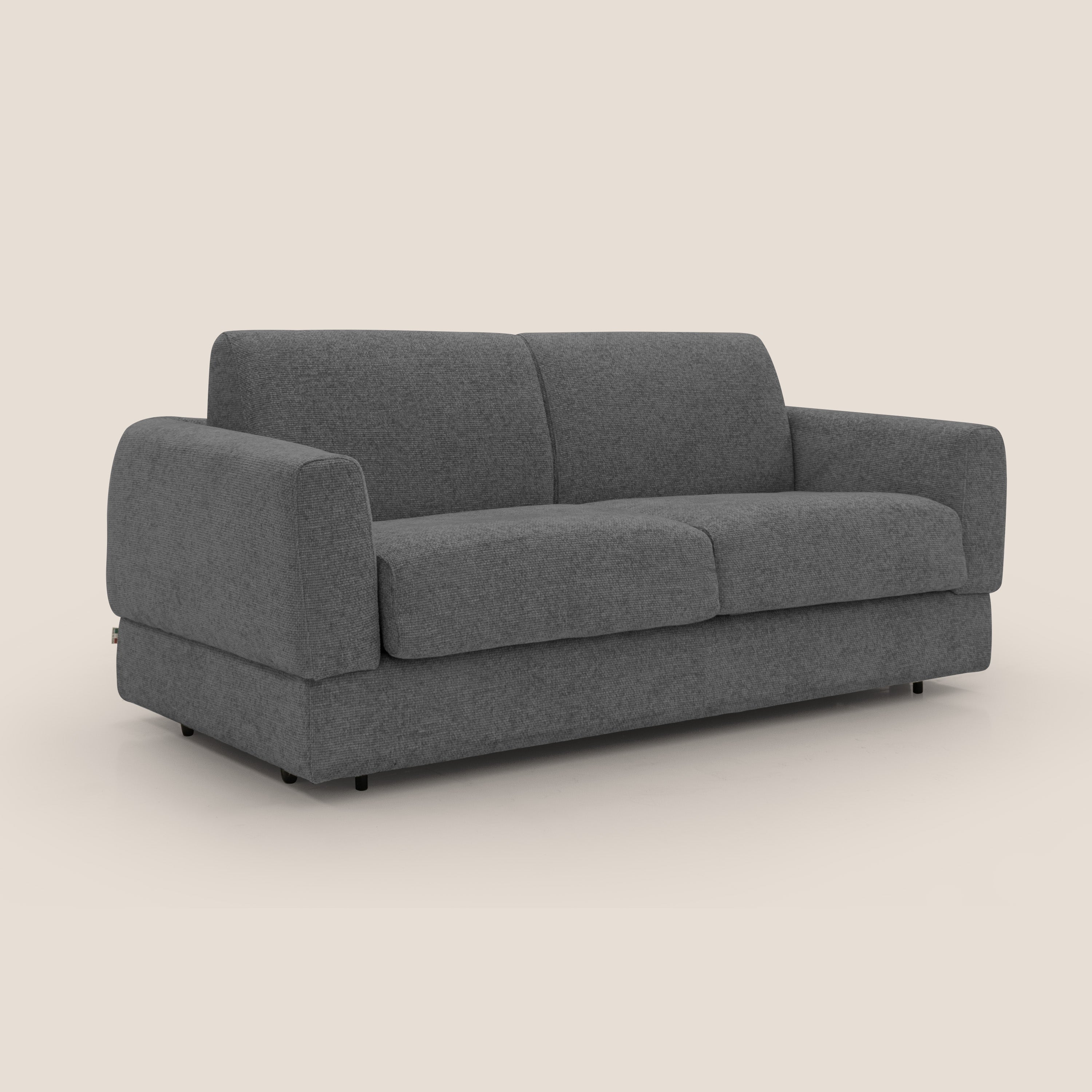 Happy Divano letto matrimoniale con materasso h18 cm in tessuto impermeabile T10 antracite - divani.store
